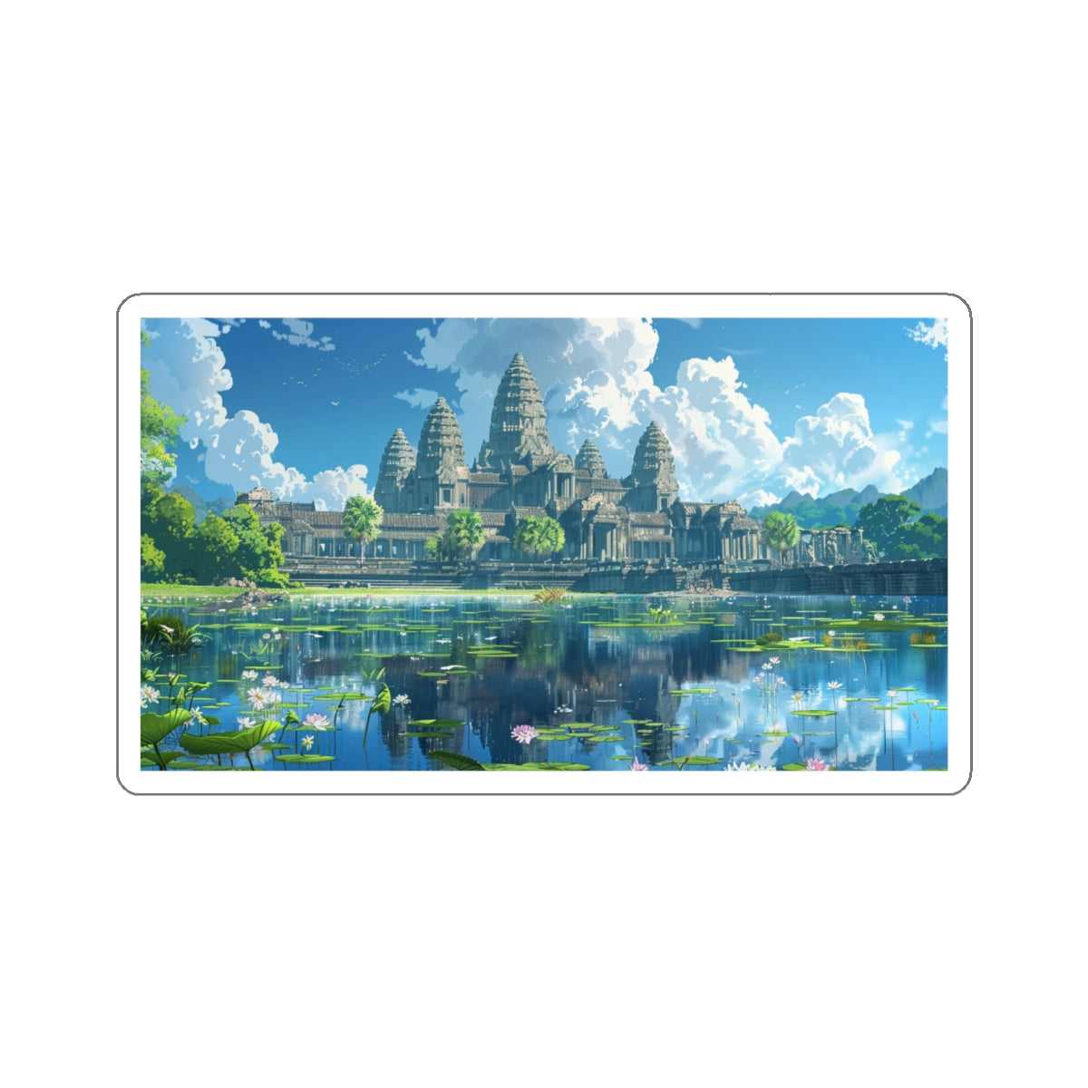 Daytime Serenity at Angkor Wat Sticker (Premium)