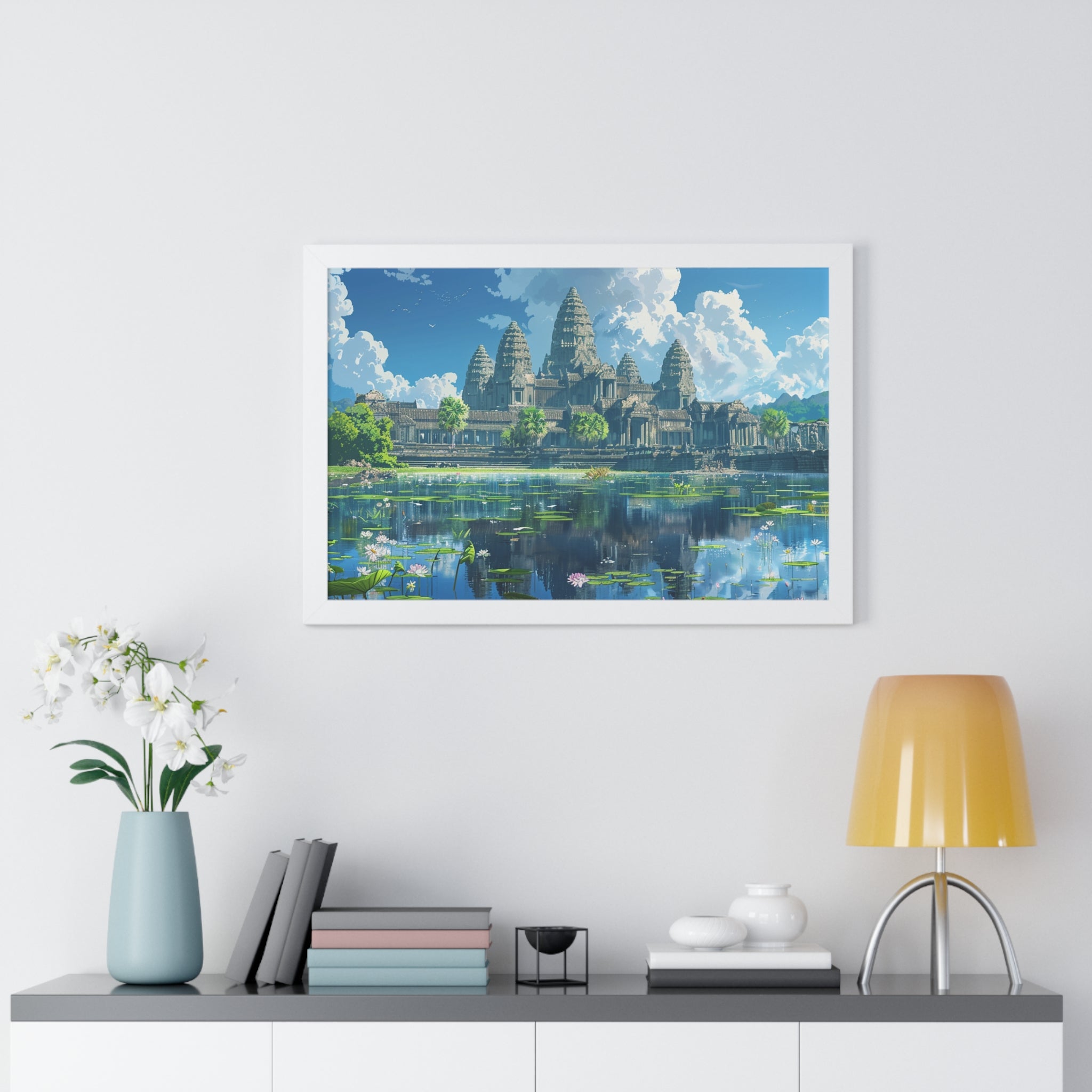 Daytime Serenity at Angkor Wat Framed Poster
