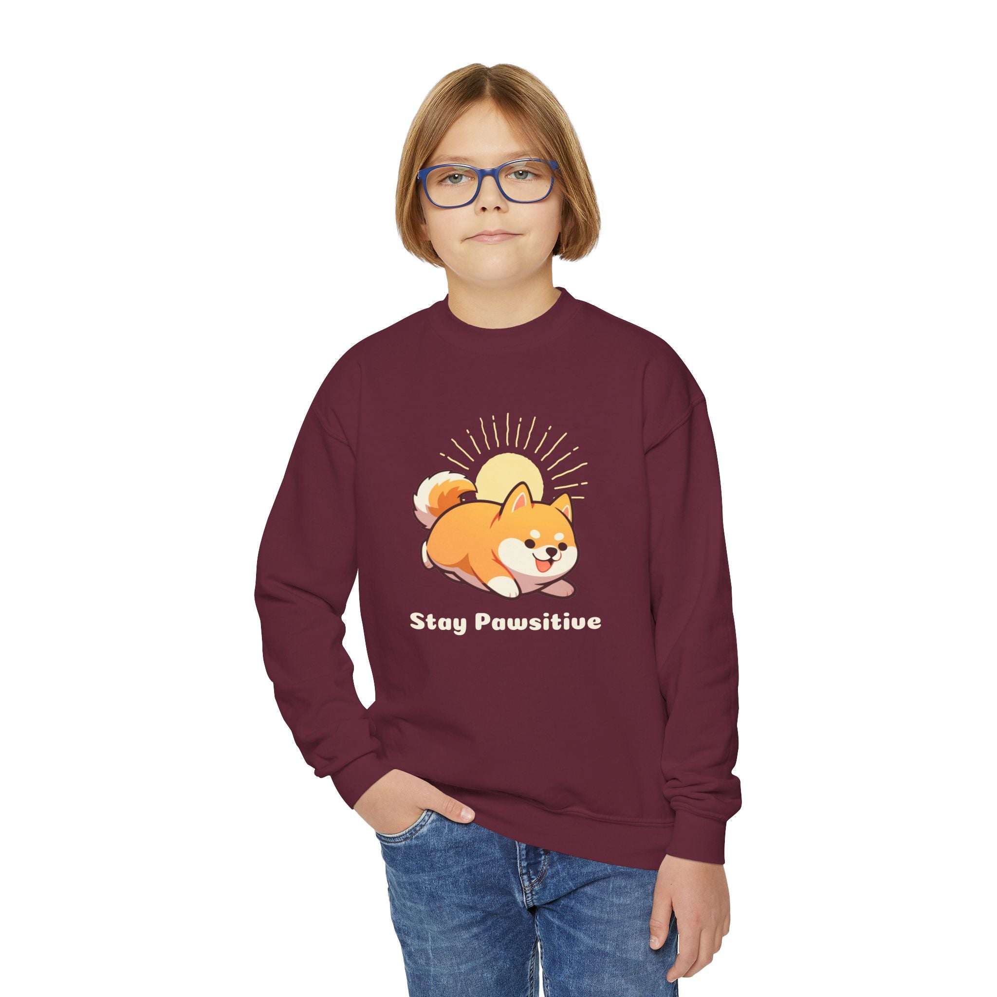 Stay Pawsitive - Youth Crewneck Sweatshirt