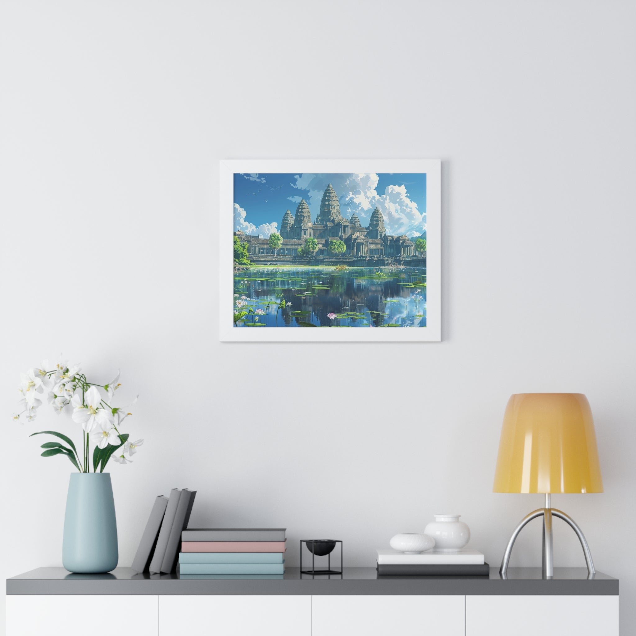 Daytime Serenity at Angkor Wat Framed Poster