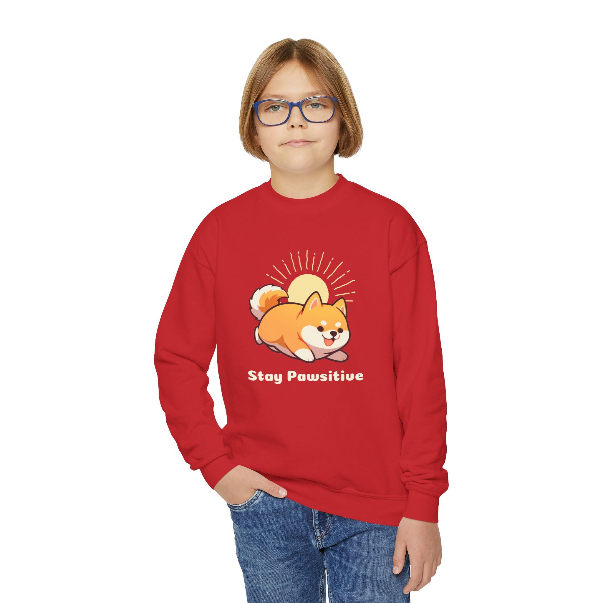 Stay Pawsitive - Youth Crewneck Sweatshirt