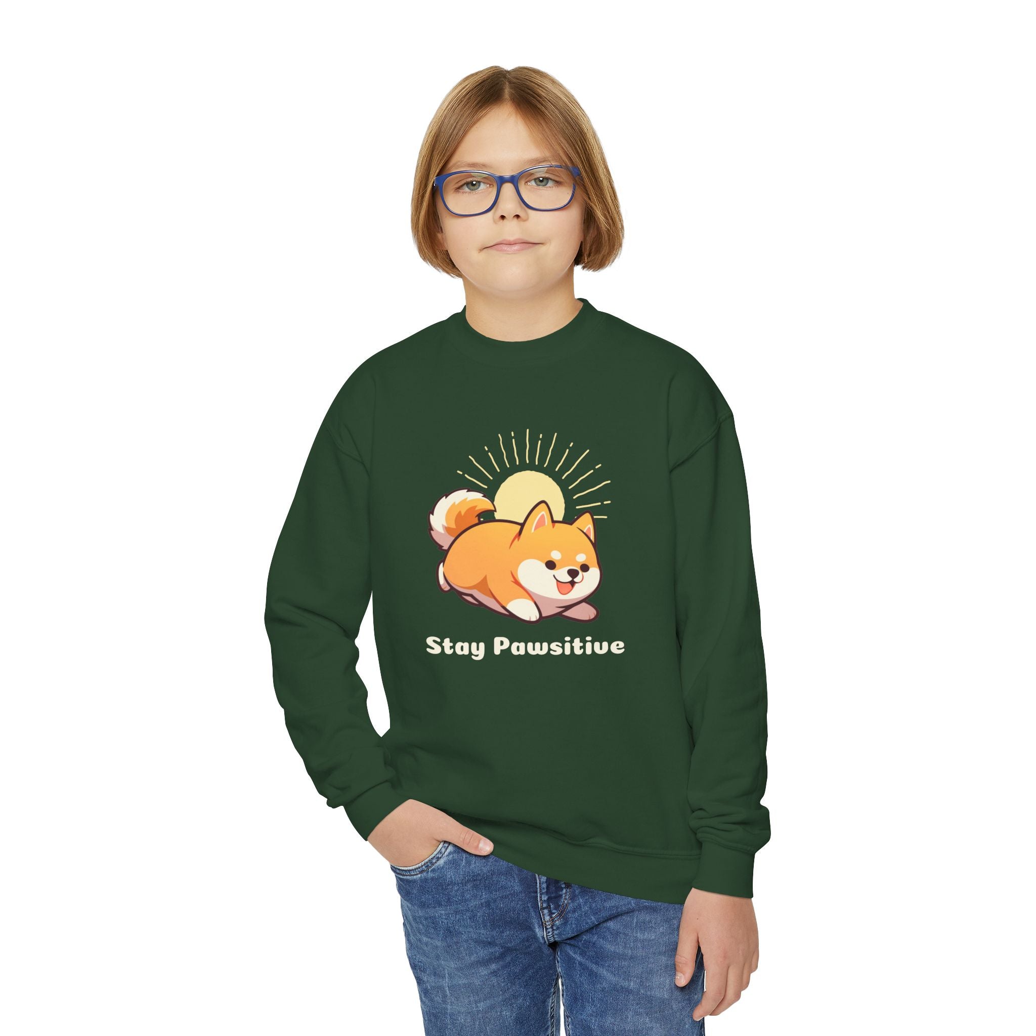 Stay Pawsitive - Youth Crewneck Sweatshirt