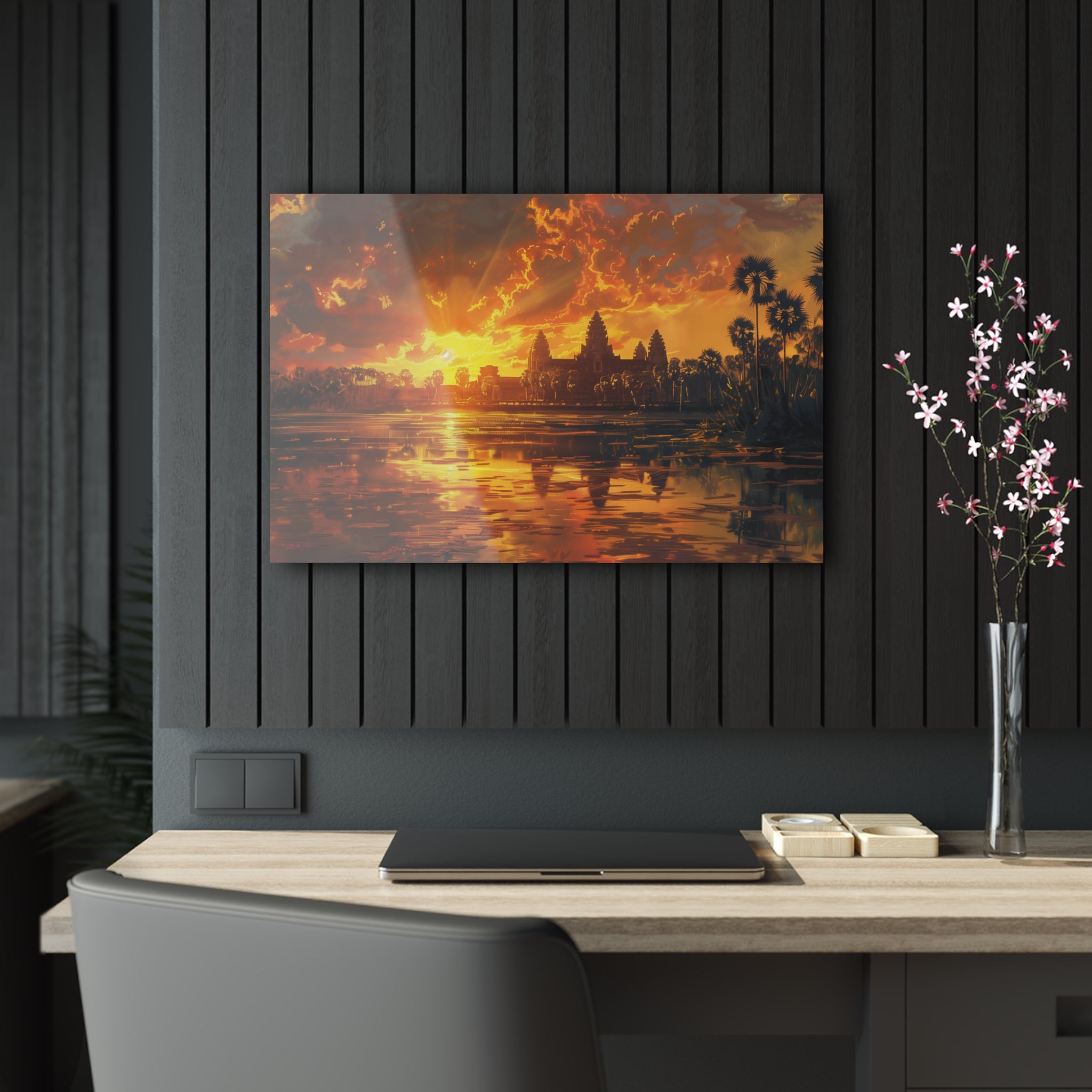 Golden Sunset at Angkor Wat Acrylic Print