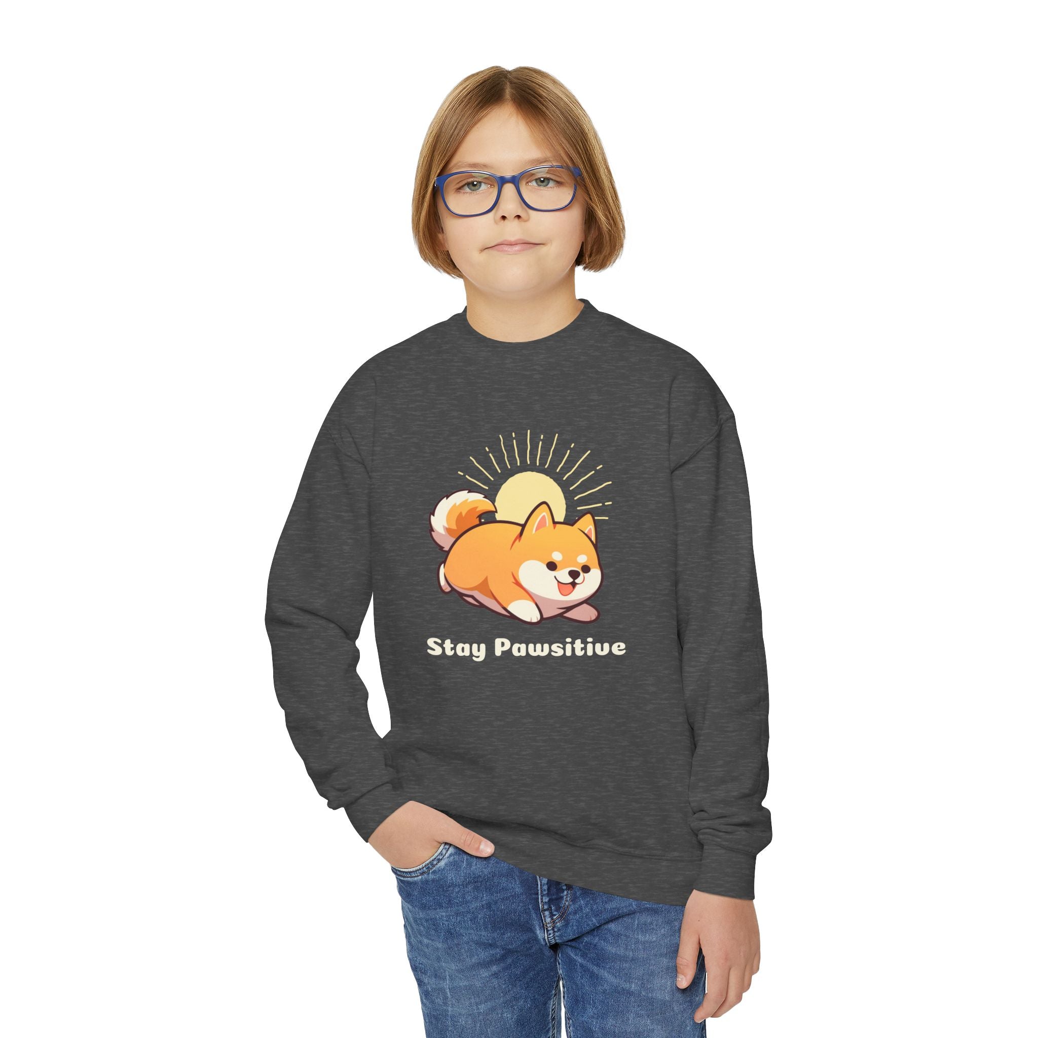 Stay Pawsitive - Youth Crewneck Sweatshirt
