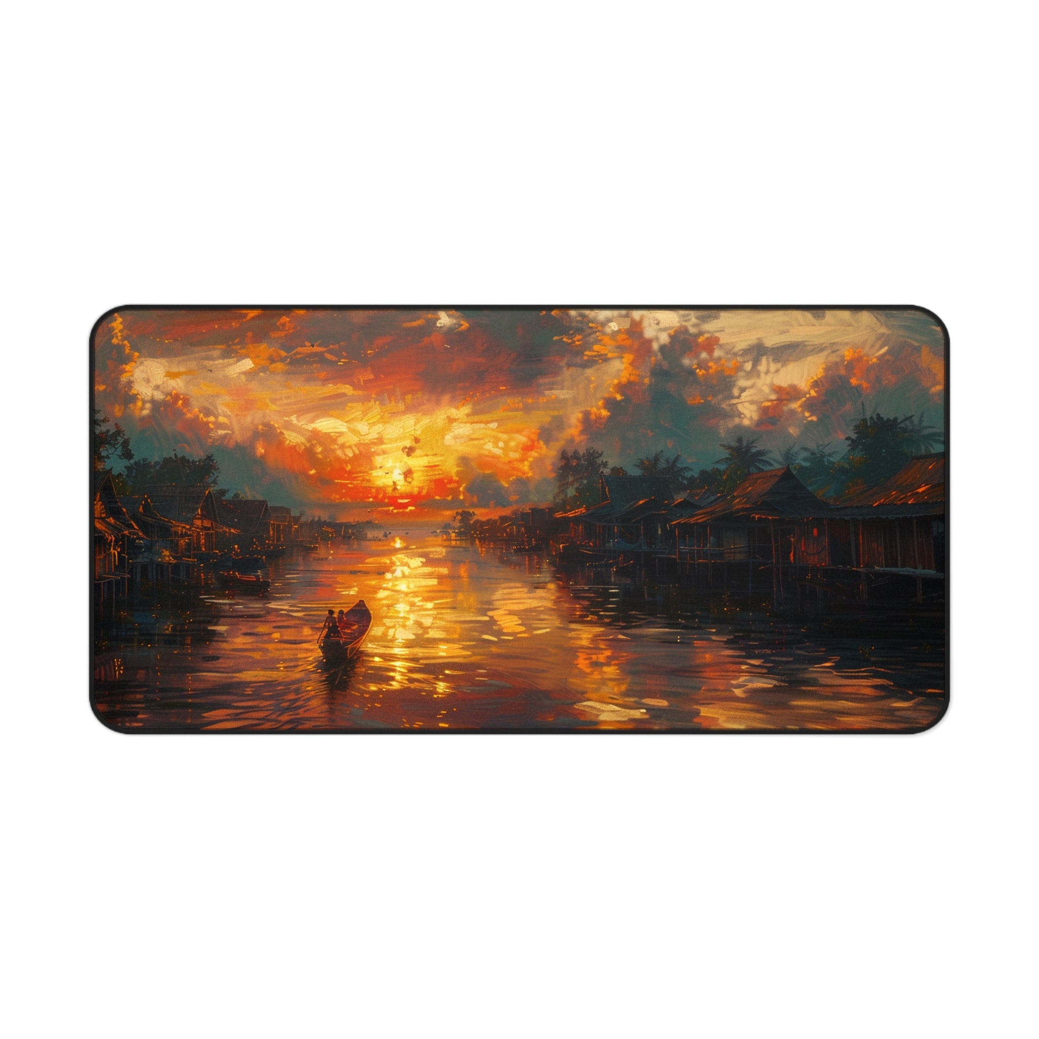 Sunset on Floating Village Desk Mat