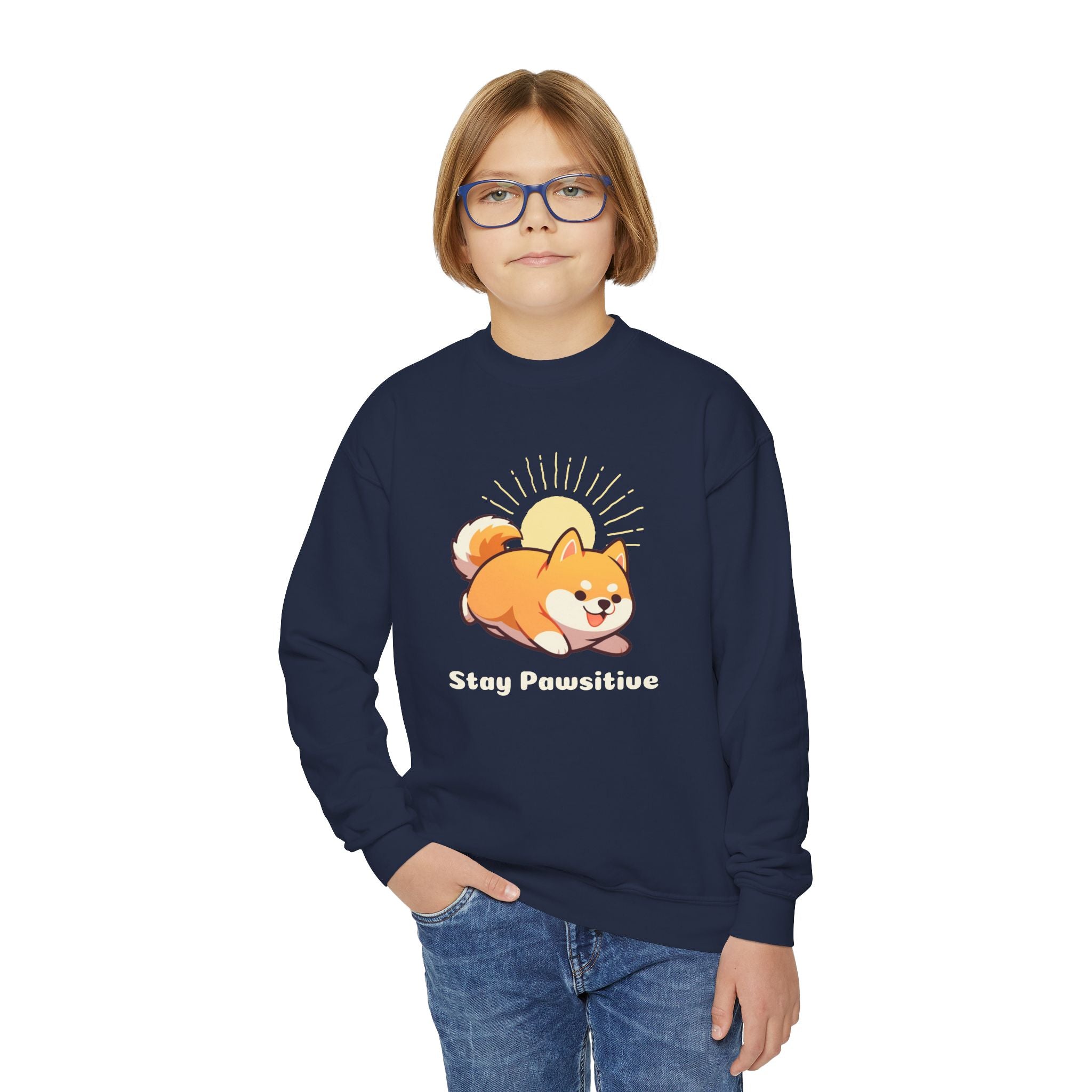 Stay Pawsitive - Youth Crewneck Sweatshirt