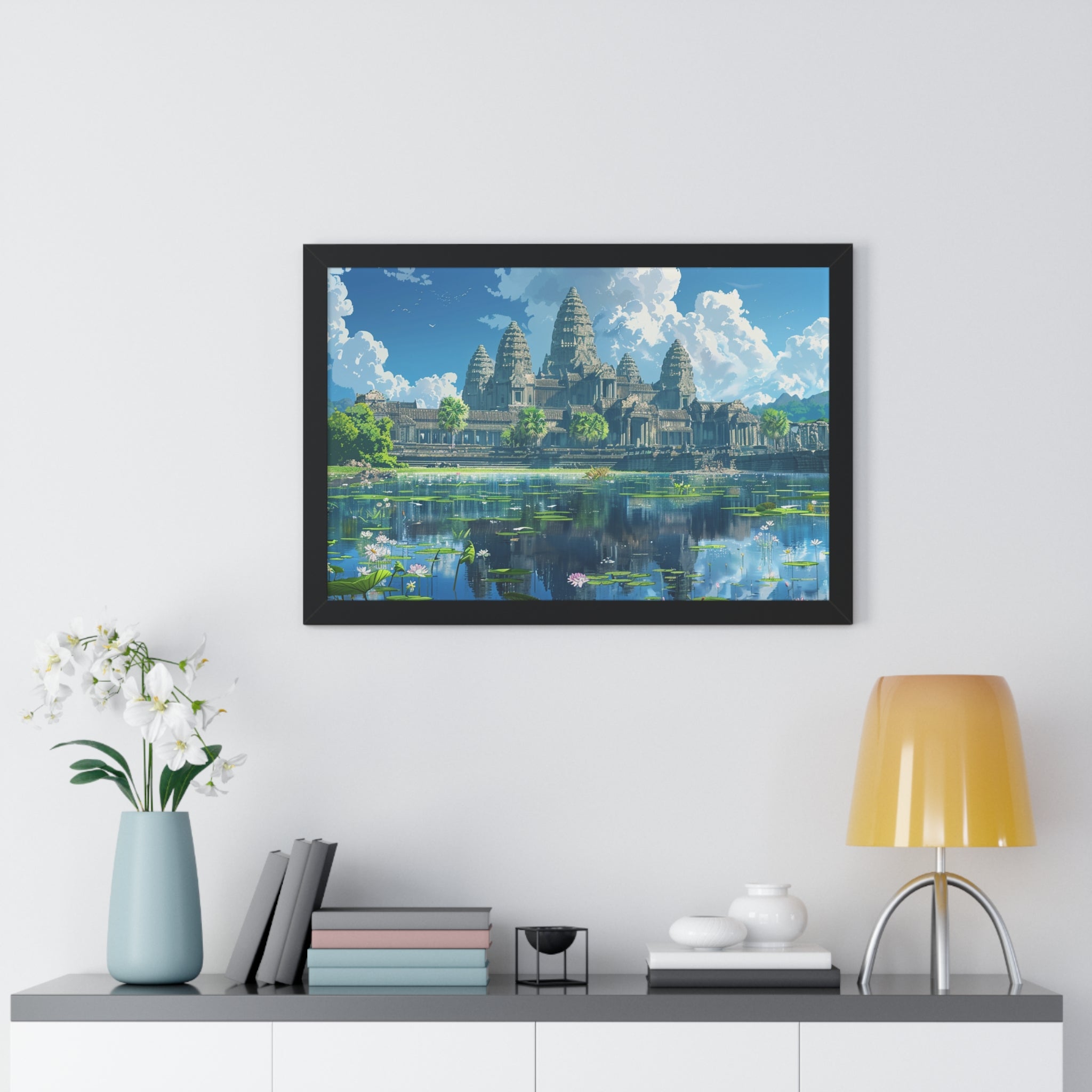 Daytime Serenity at Angkor Wat Framed Poster