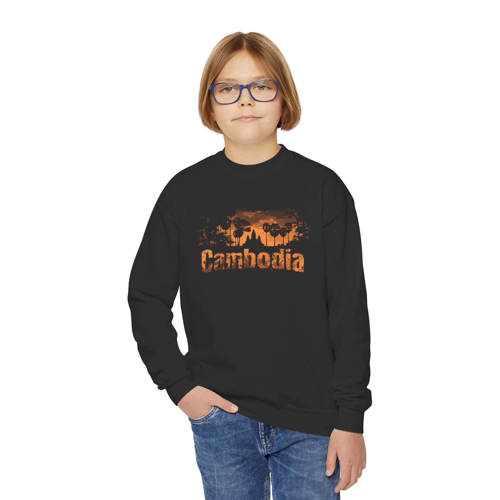 Cambodia Silhouette Youth Crewneck Sweatshirt