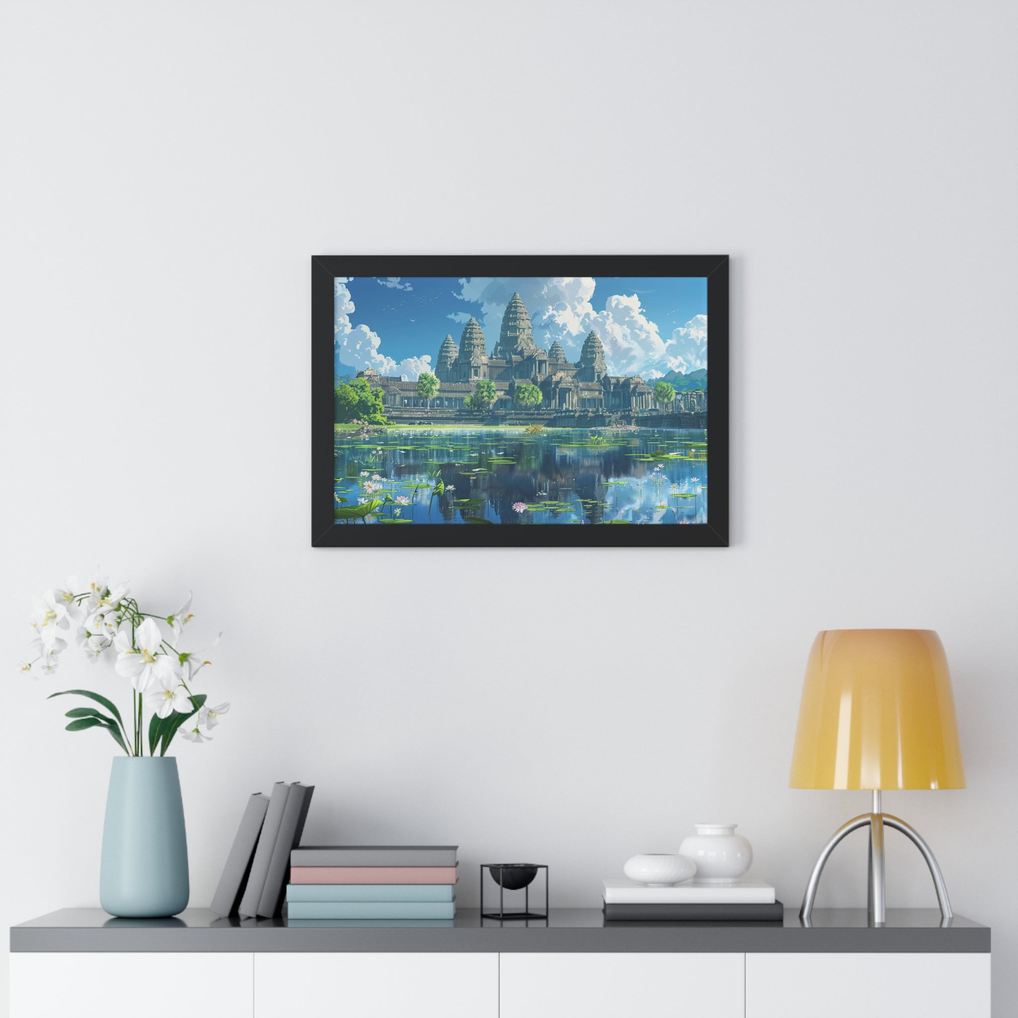 Daytime Serenity at Angkor Wat Framed Poster