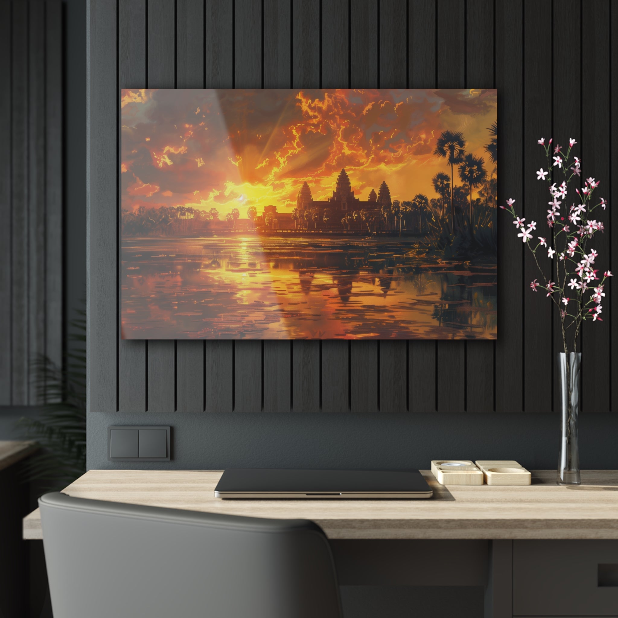 Golden Sunset at Angkor Wat Acrylic Print