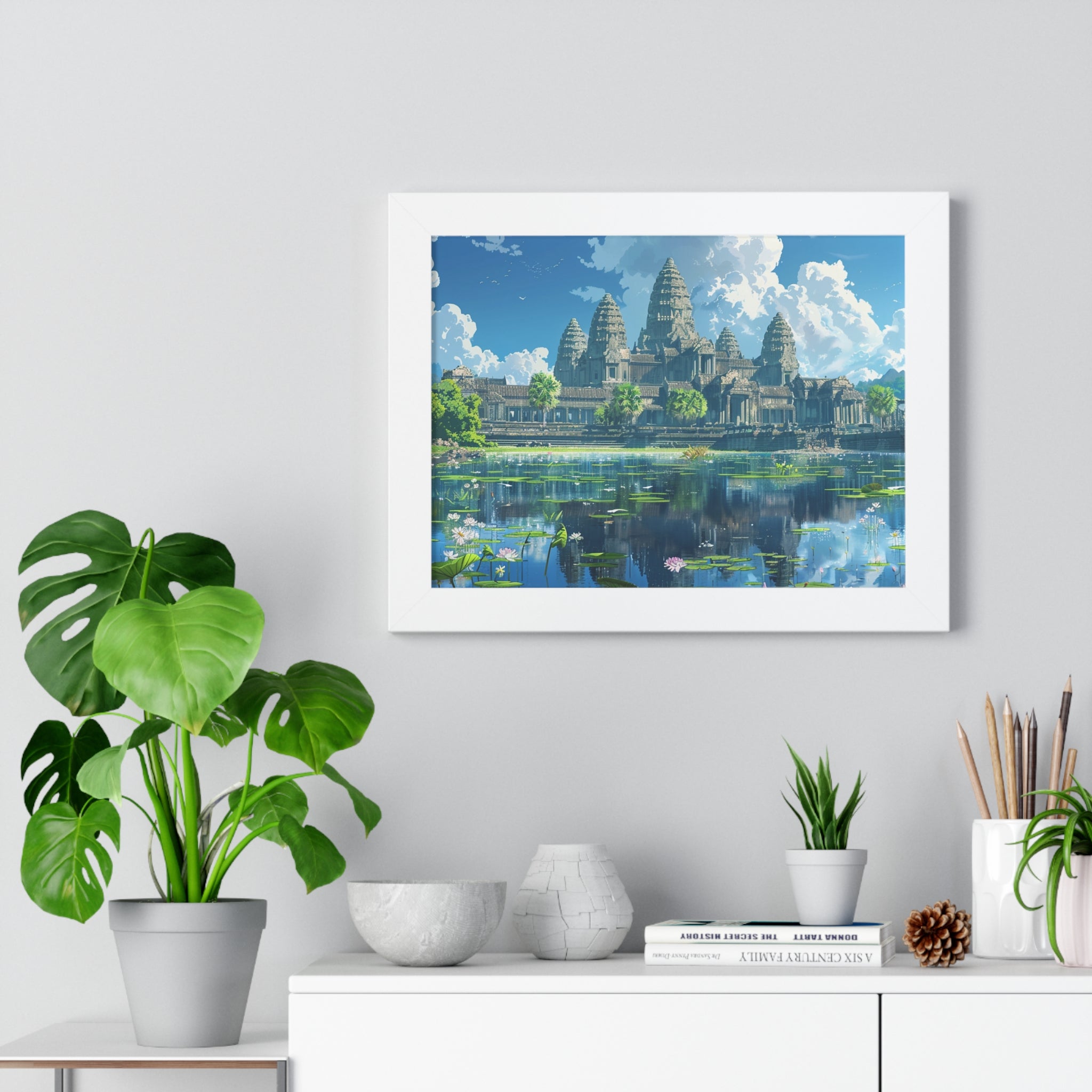 Daytime Serenity at Angkor Wat Framed Poster