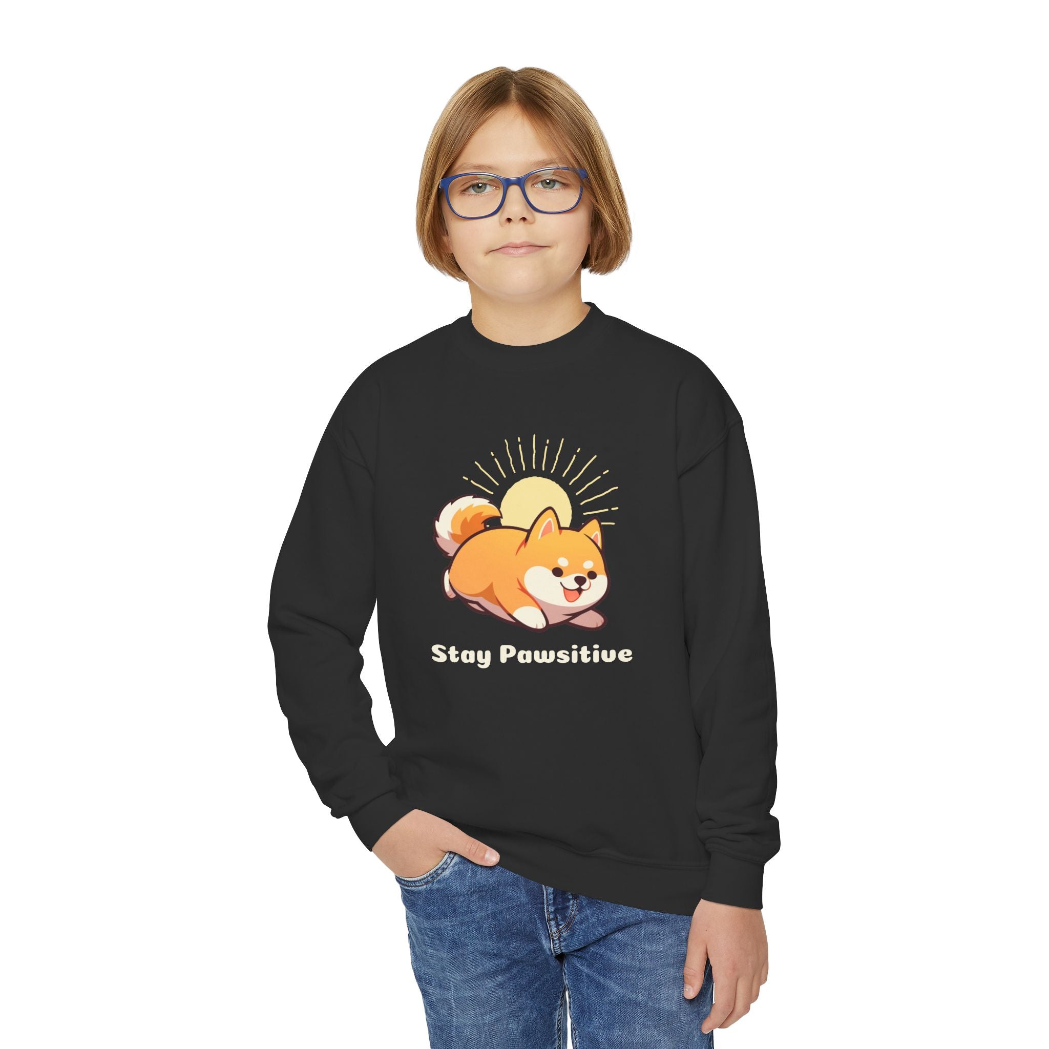Stay Pawsitive - Youth Crewneck Sweatshirt