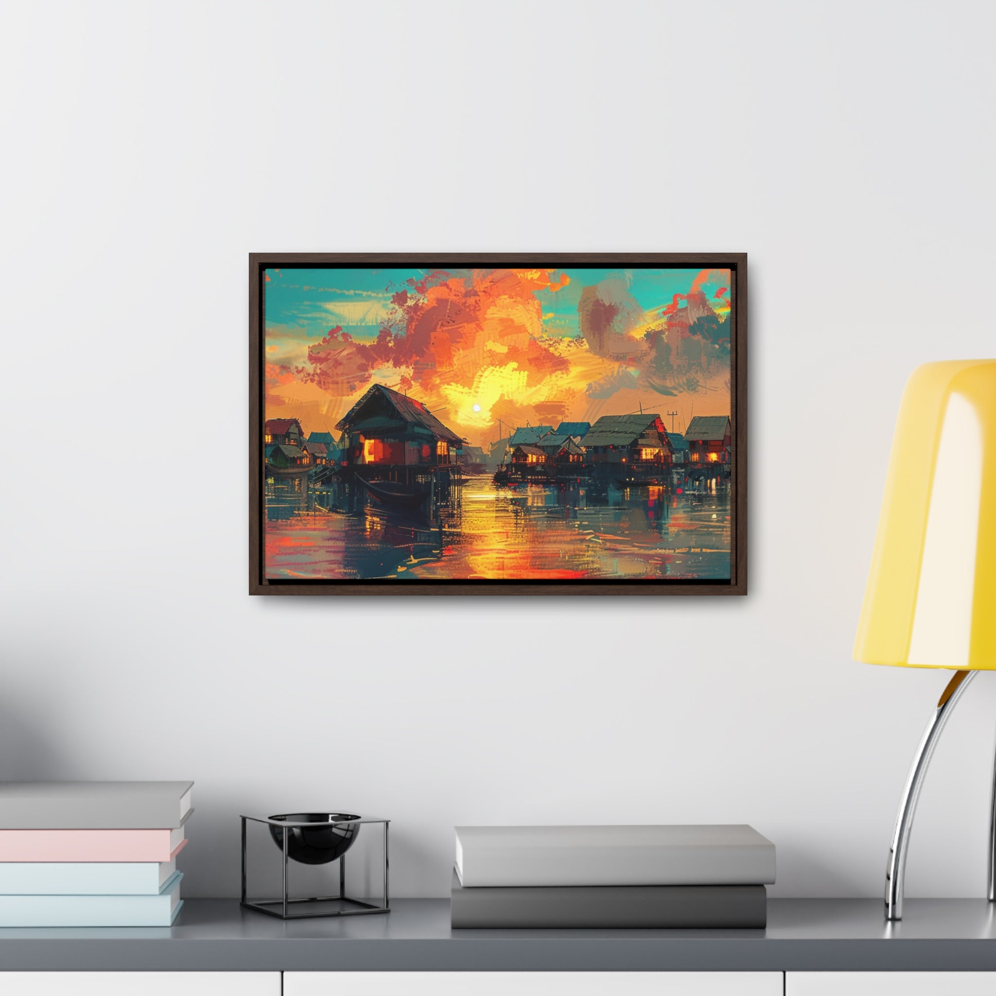 Sunset Over Cambodian Floating Village Canvas