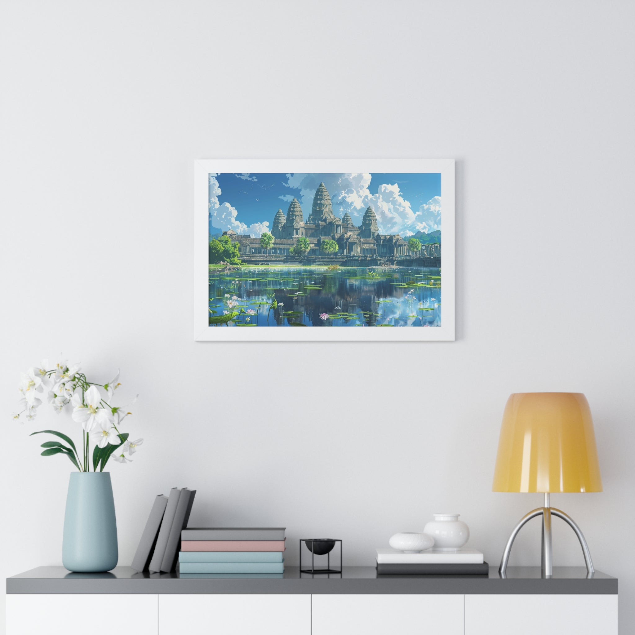 Daytime Serenity at Angkor Wat Framed Poster