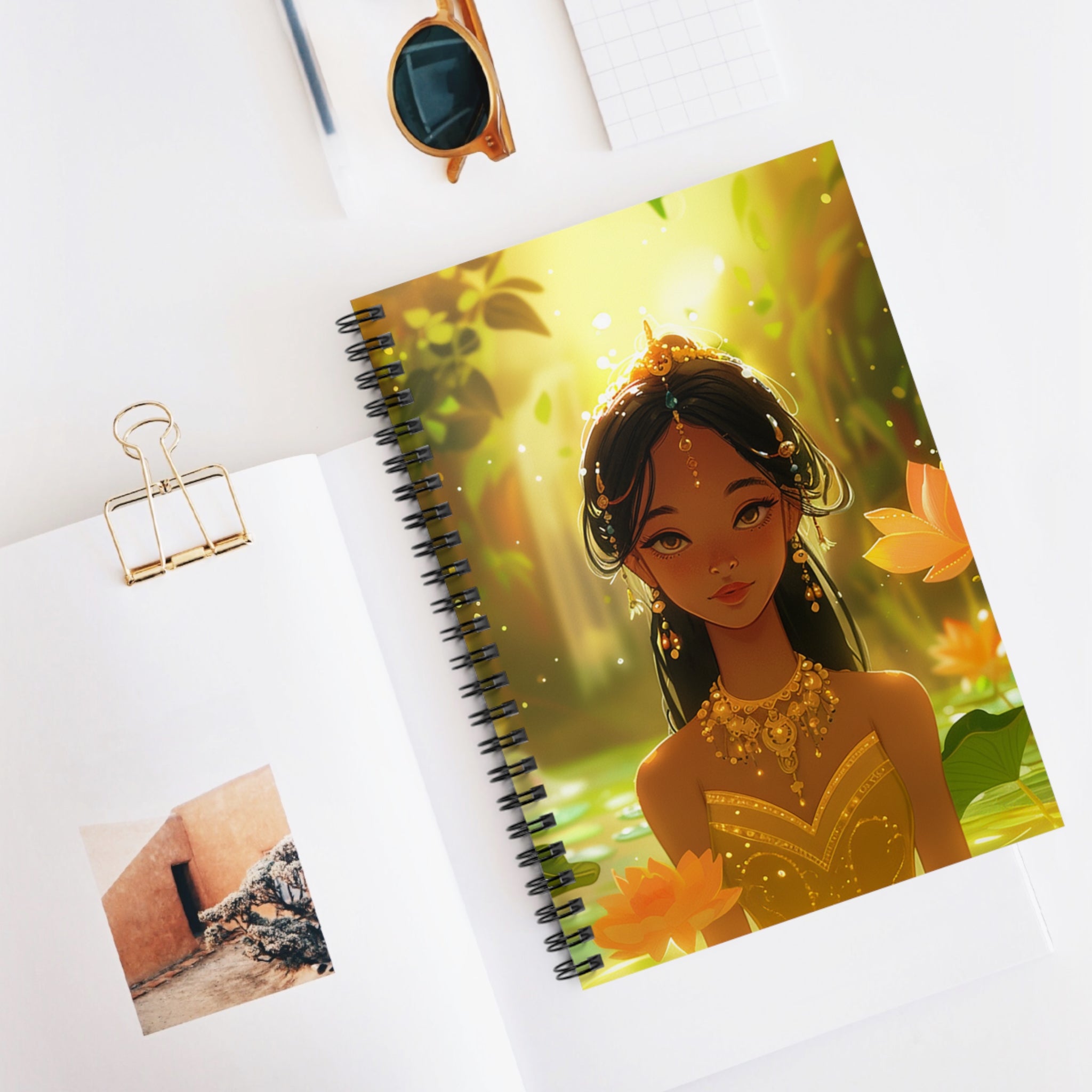 Golden Grace: Khmer Maiden Spiral Notebook