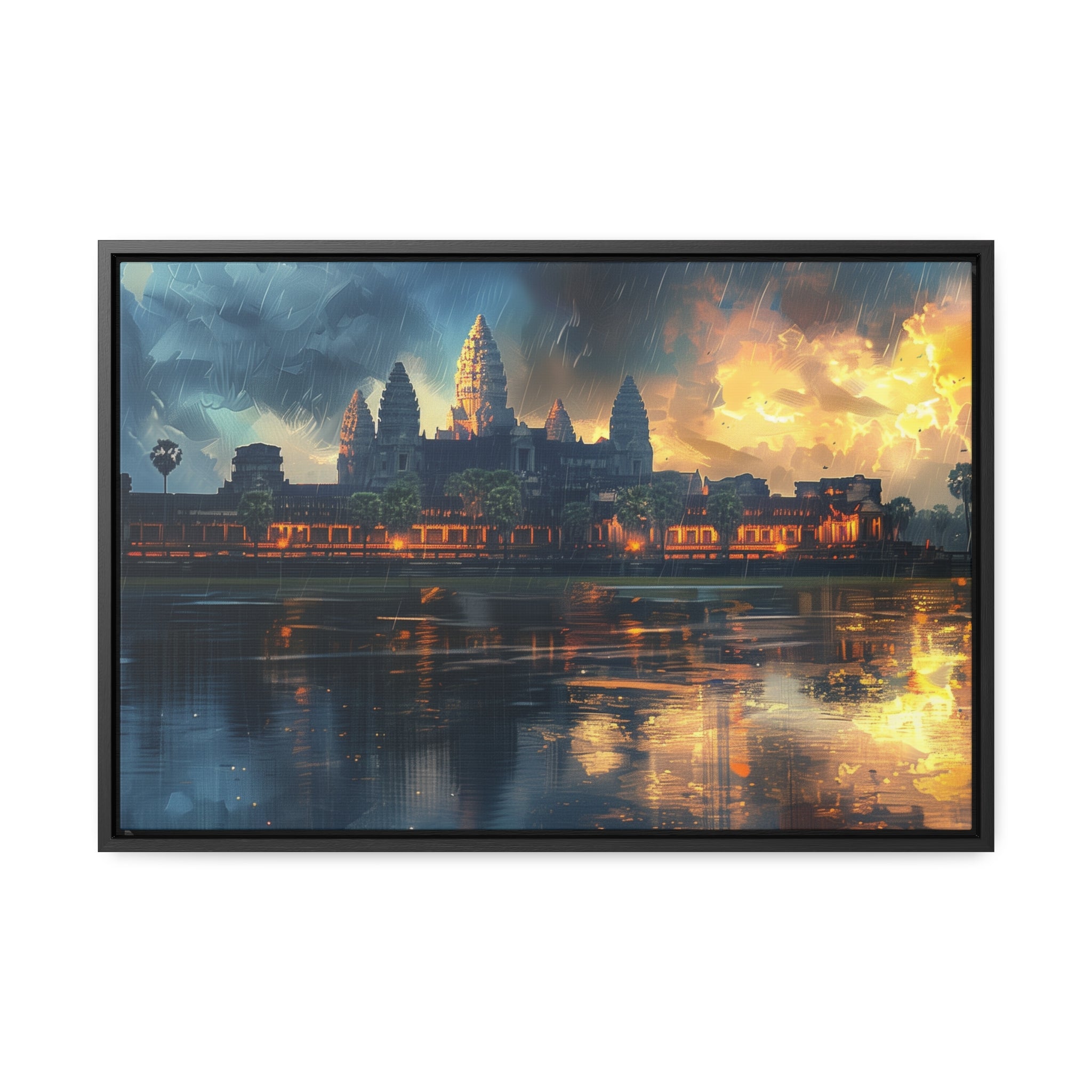 Rainy Reflections at Angkor Wat Canvas