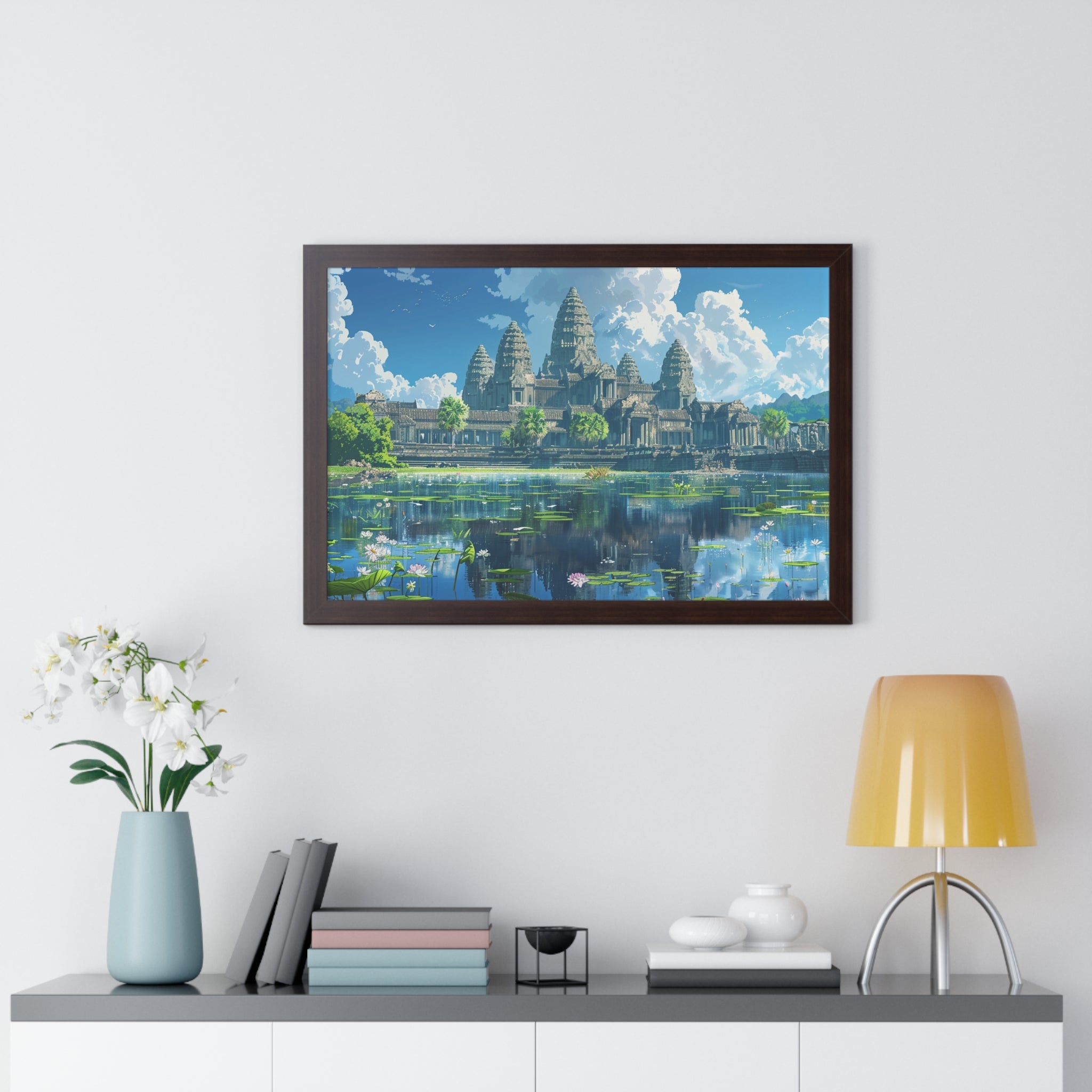 Daytime Serenity at Angkor Wat Framed Poster