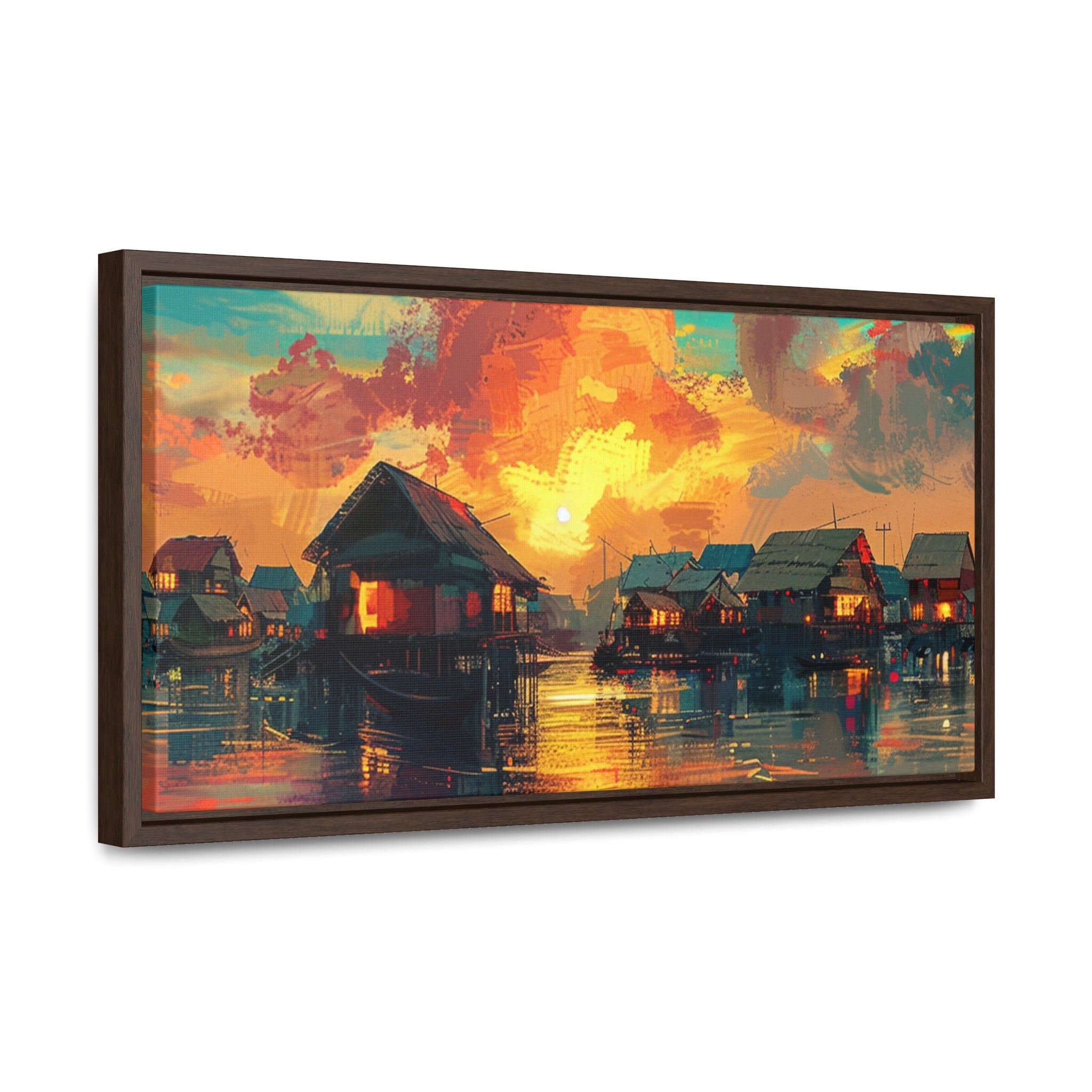 Sunset Over Cambodian Floating Village Canvas