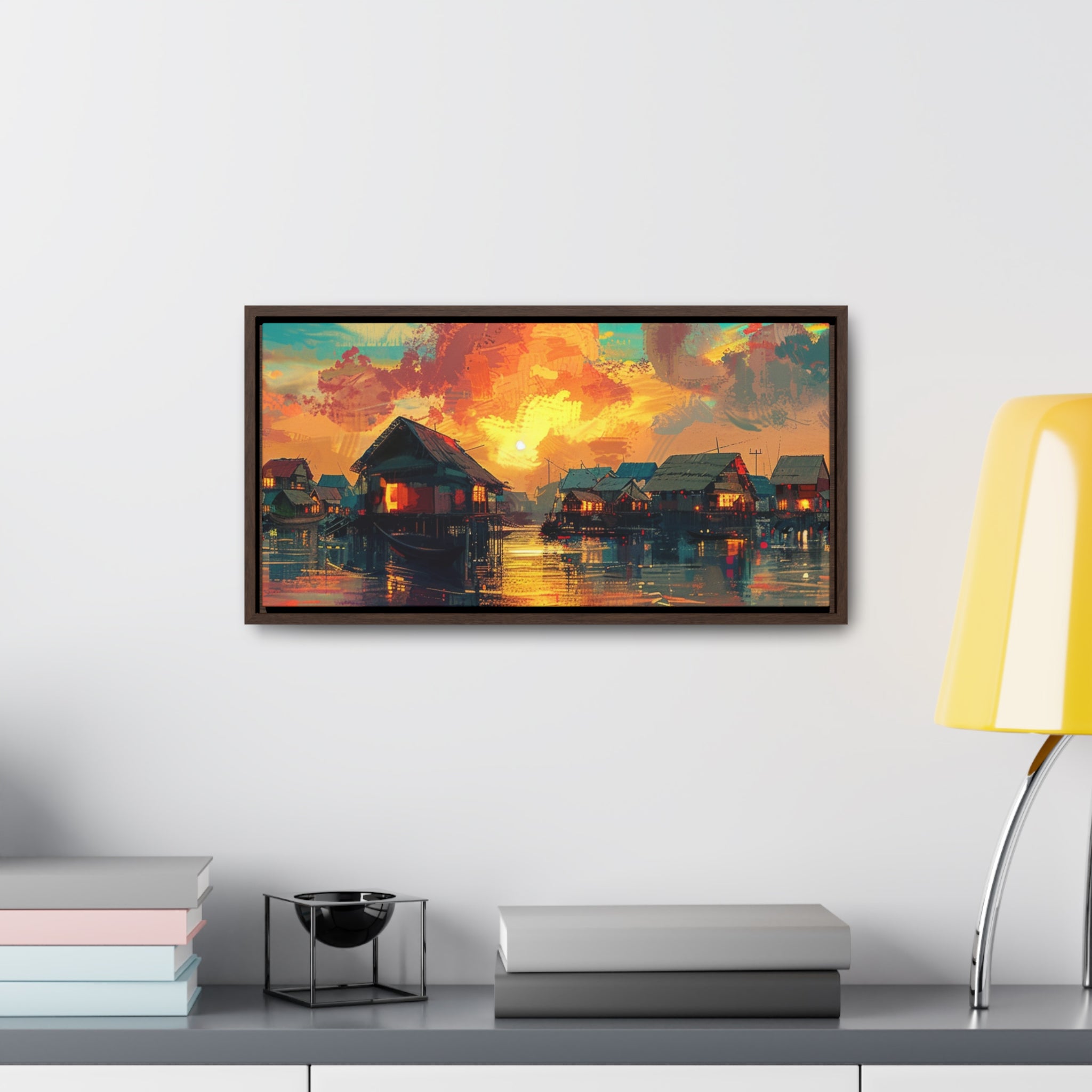 Sunset Over Cambodian Floating Village Canvas