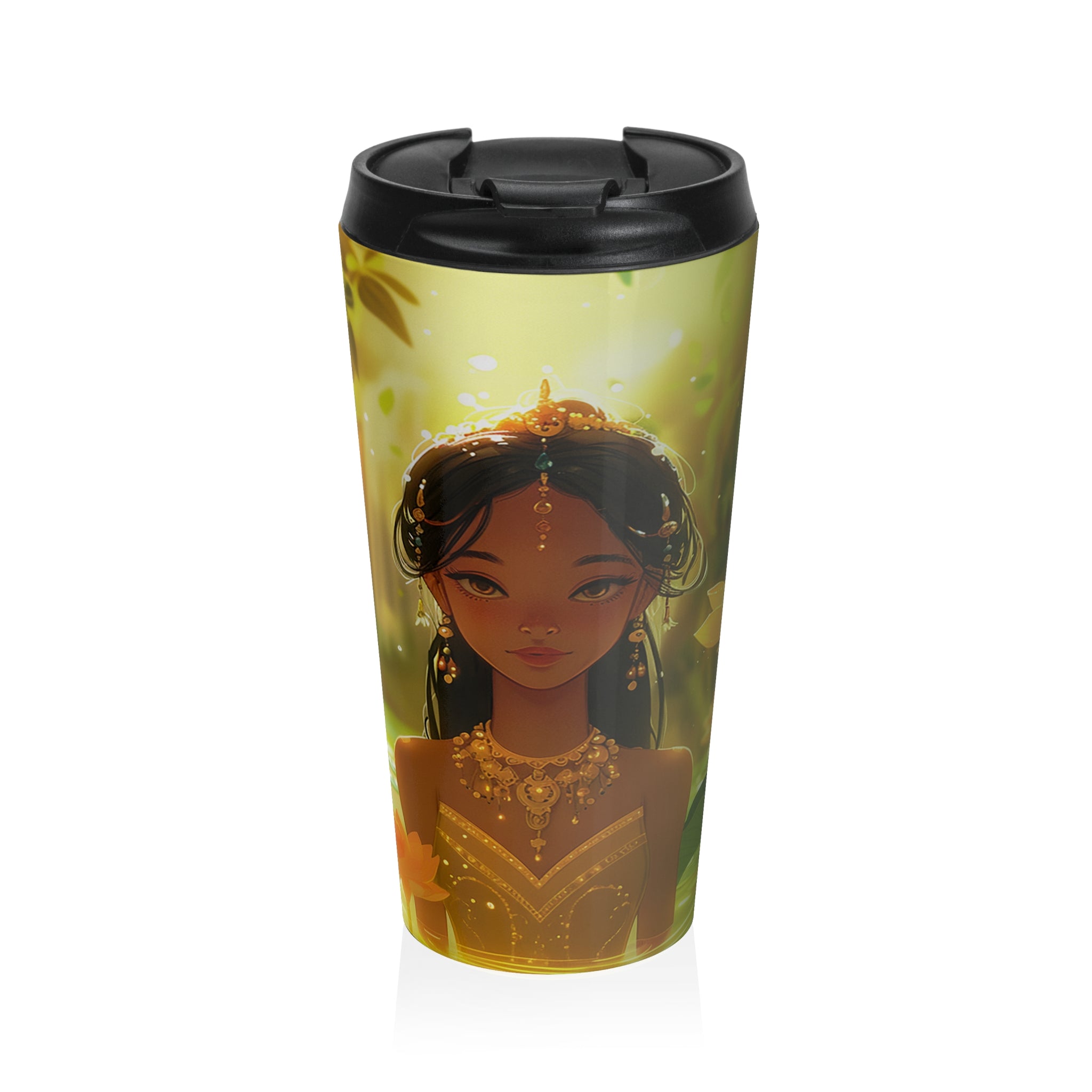 Golden Grace: Khmer Maiden Travel Mug
