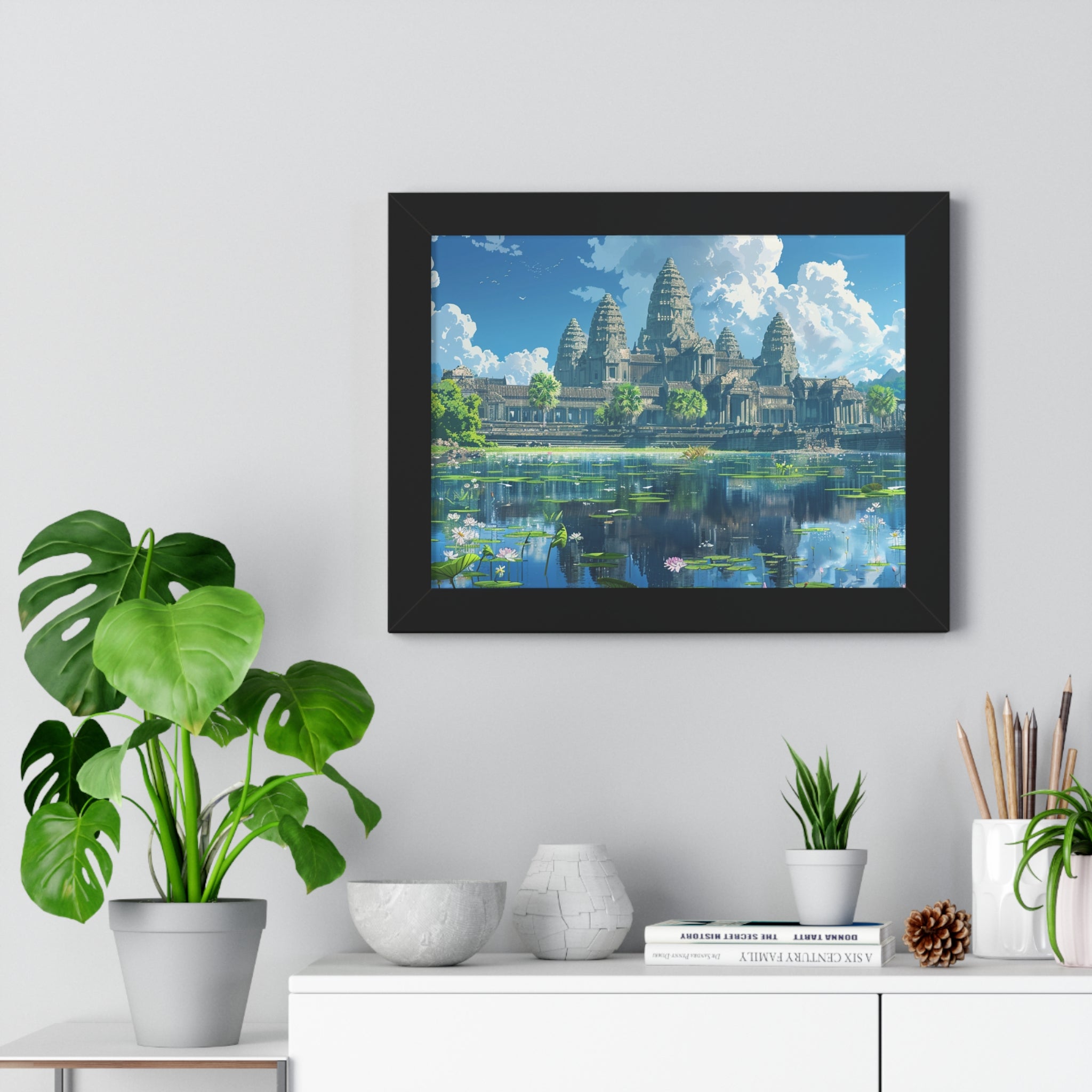 Daytime Serenity at Angkor Wat Framed Poster