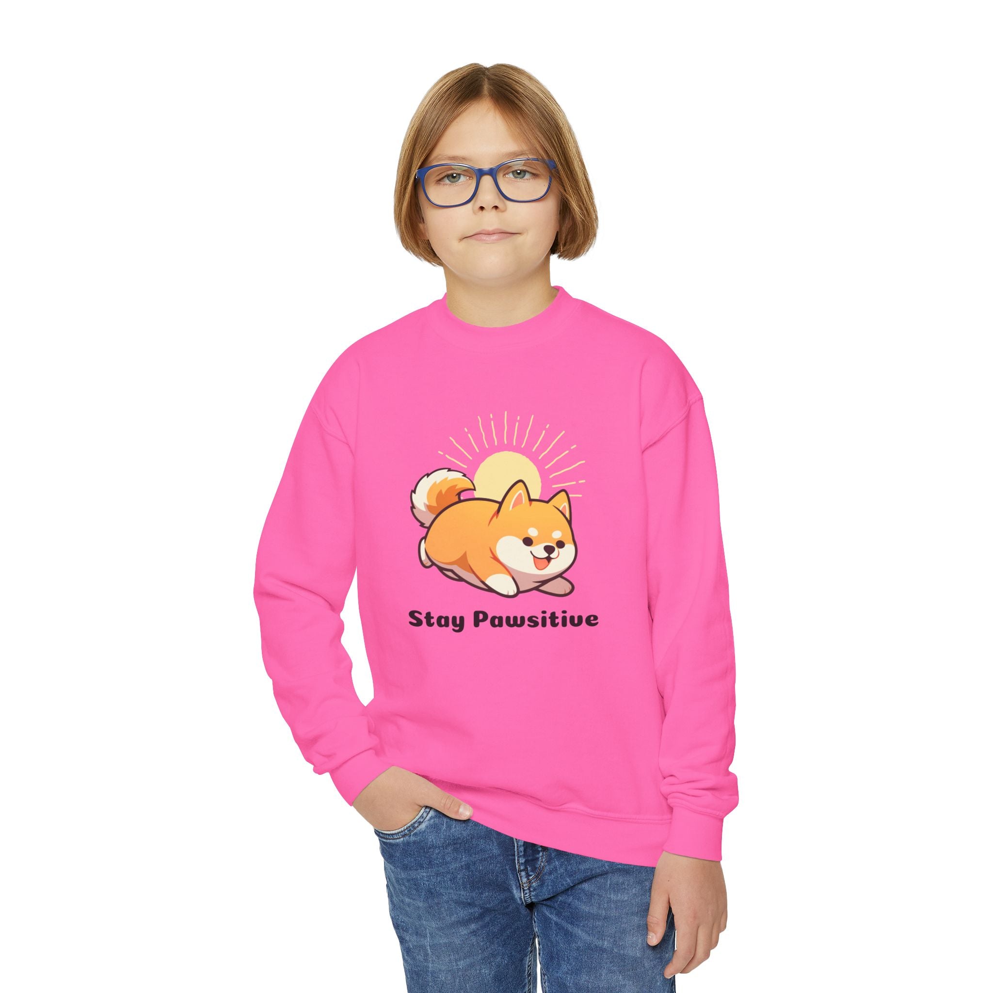 Stay Pawsitive - Youth Crewneck Sweatshirt