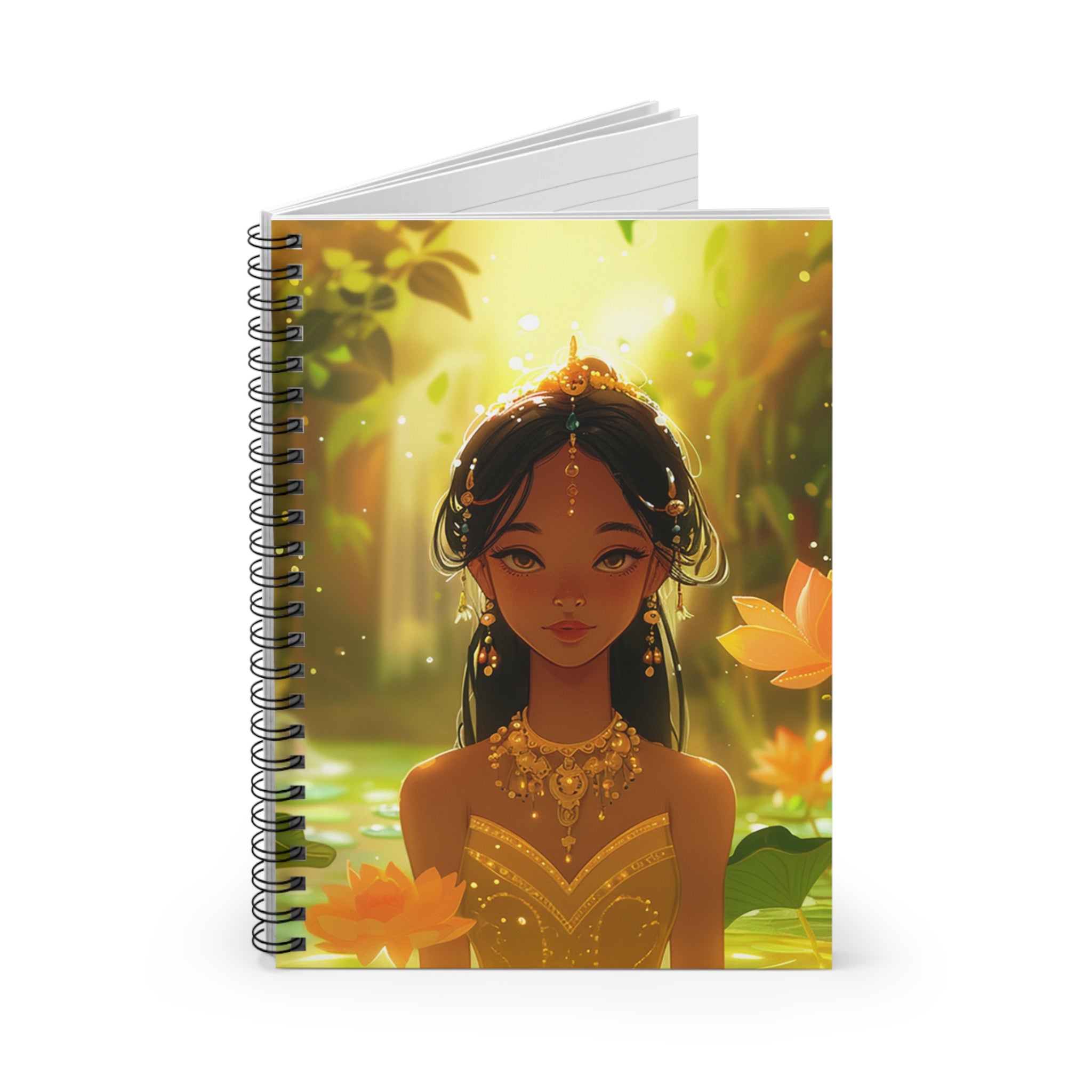 Golden Grace: Khmer Maiden Spiral Notebook
