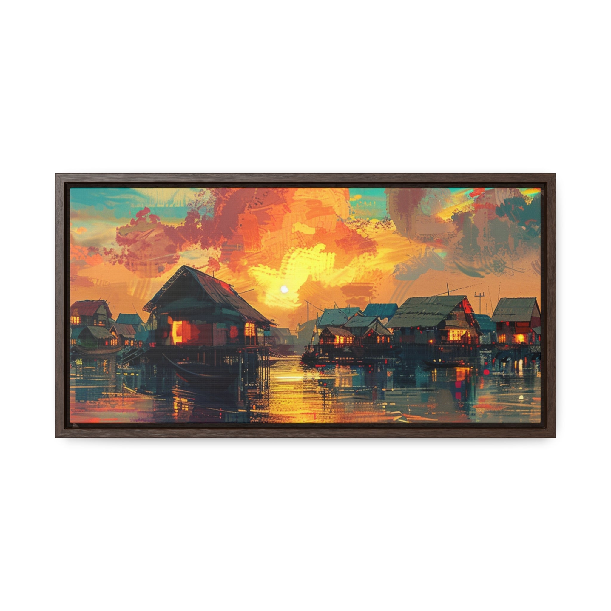 Sunset Over Cambodian Floating Village Canvas