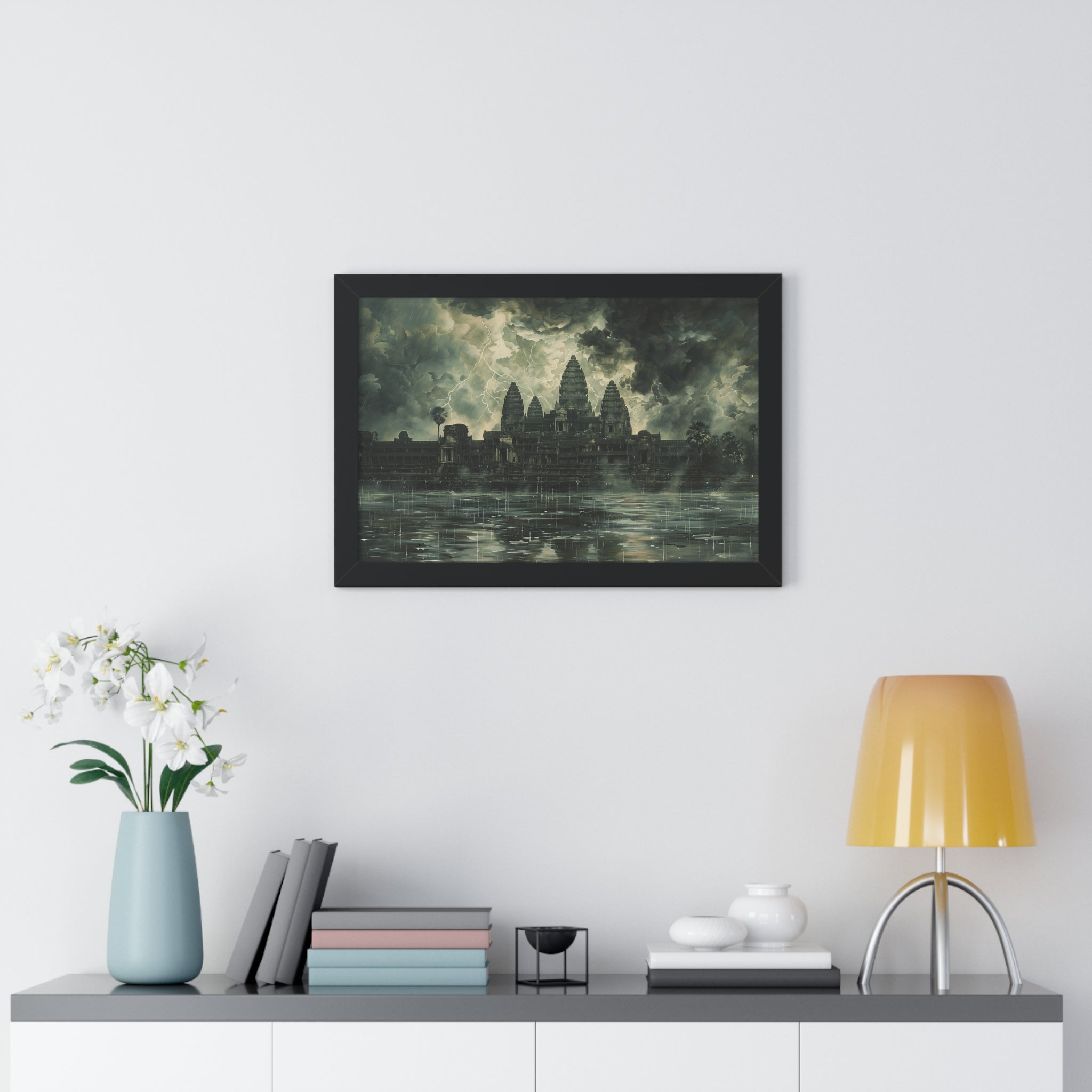 Stormy Majesty at Angkor Wat Framed Poster