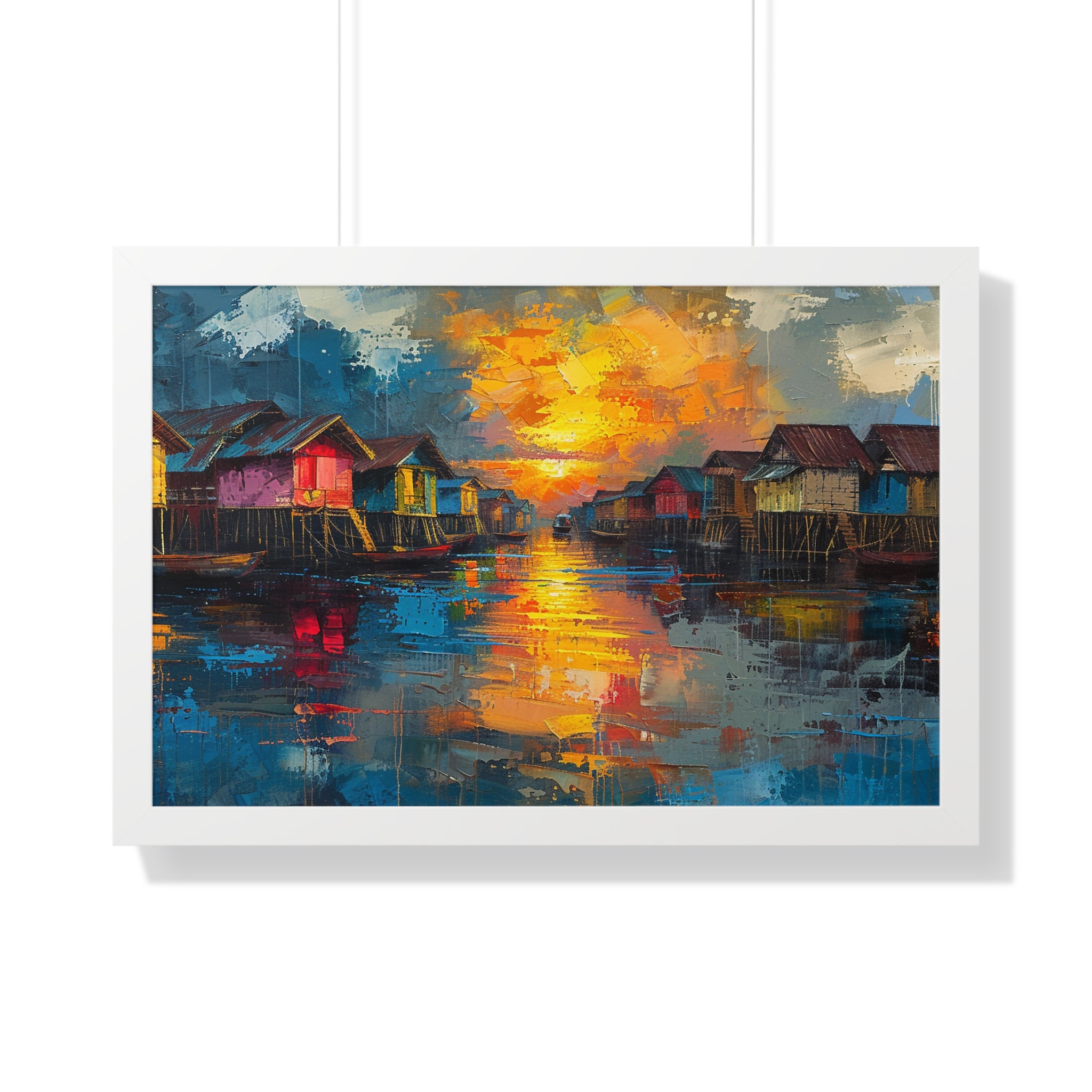 Floating Village Radiance Framed Poster