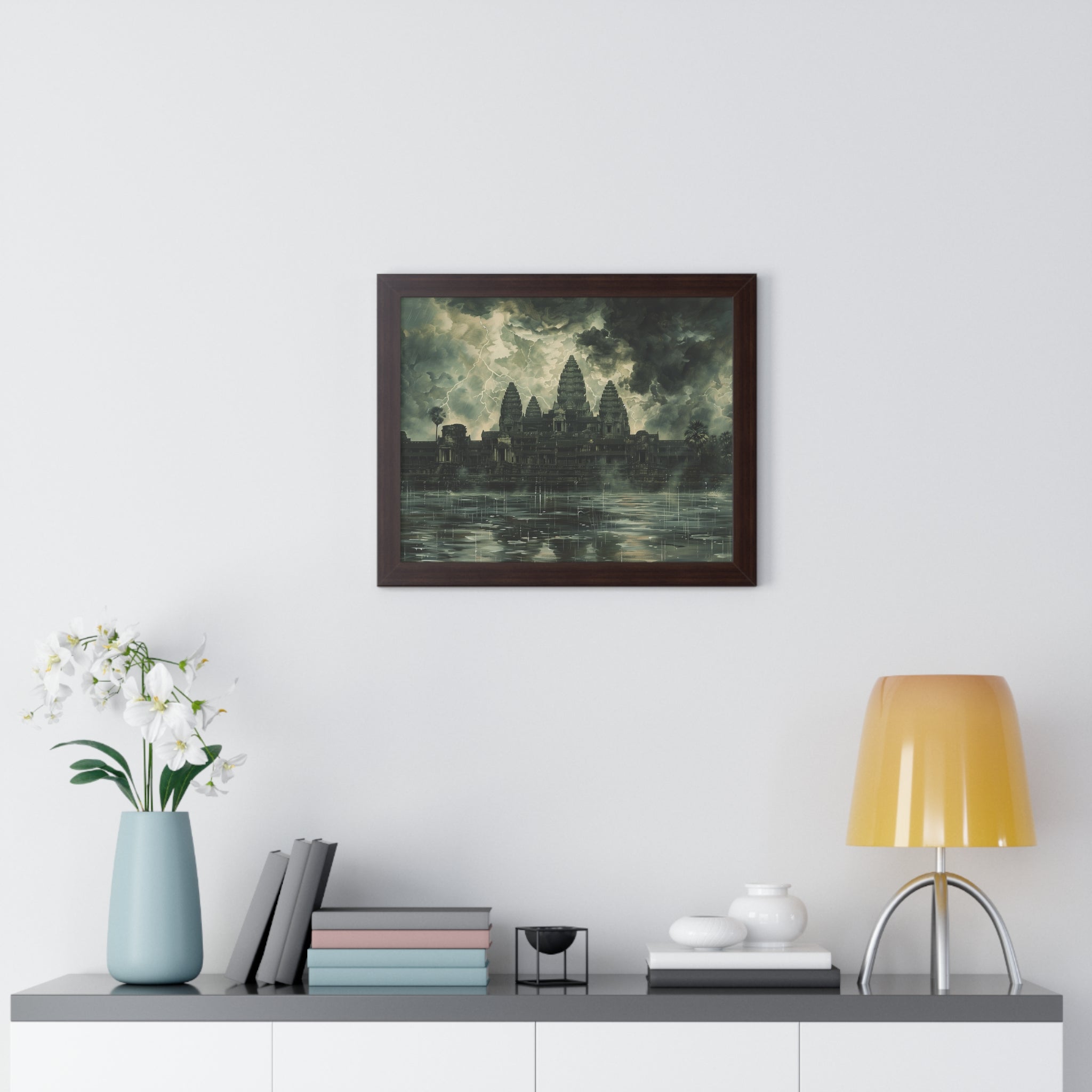 Stormy Majesty at Angkor Wat Framed Poster