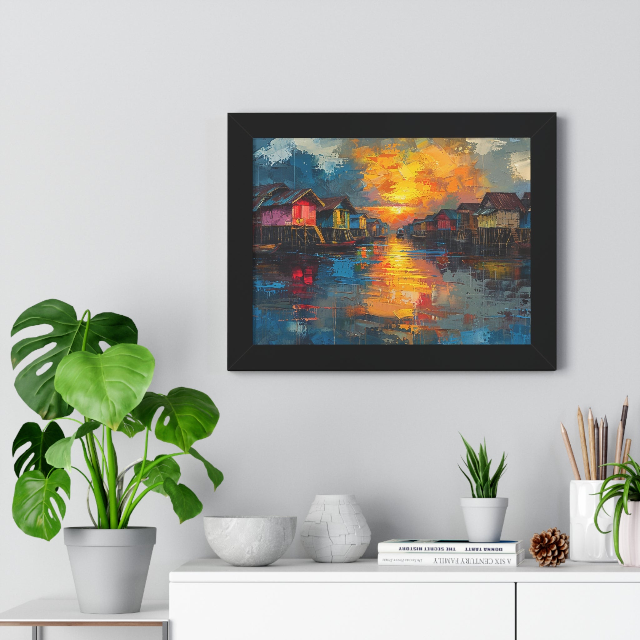 Floating Village Radiance Framed Poster