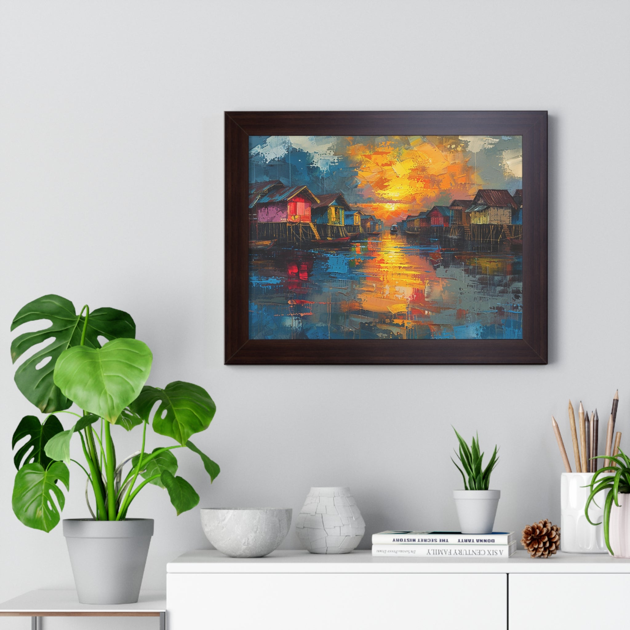 Floating Village Radiance Framed Poster