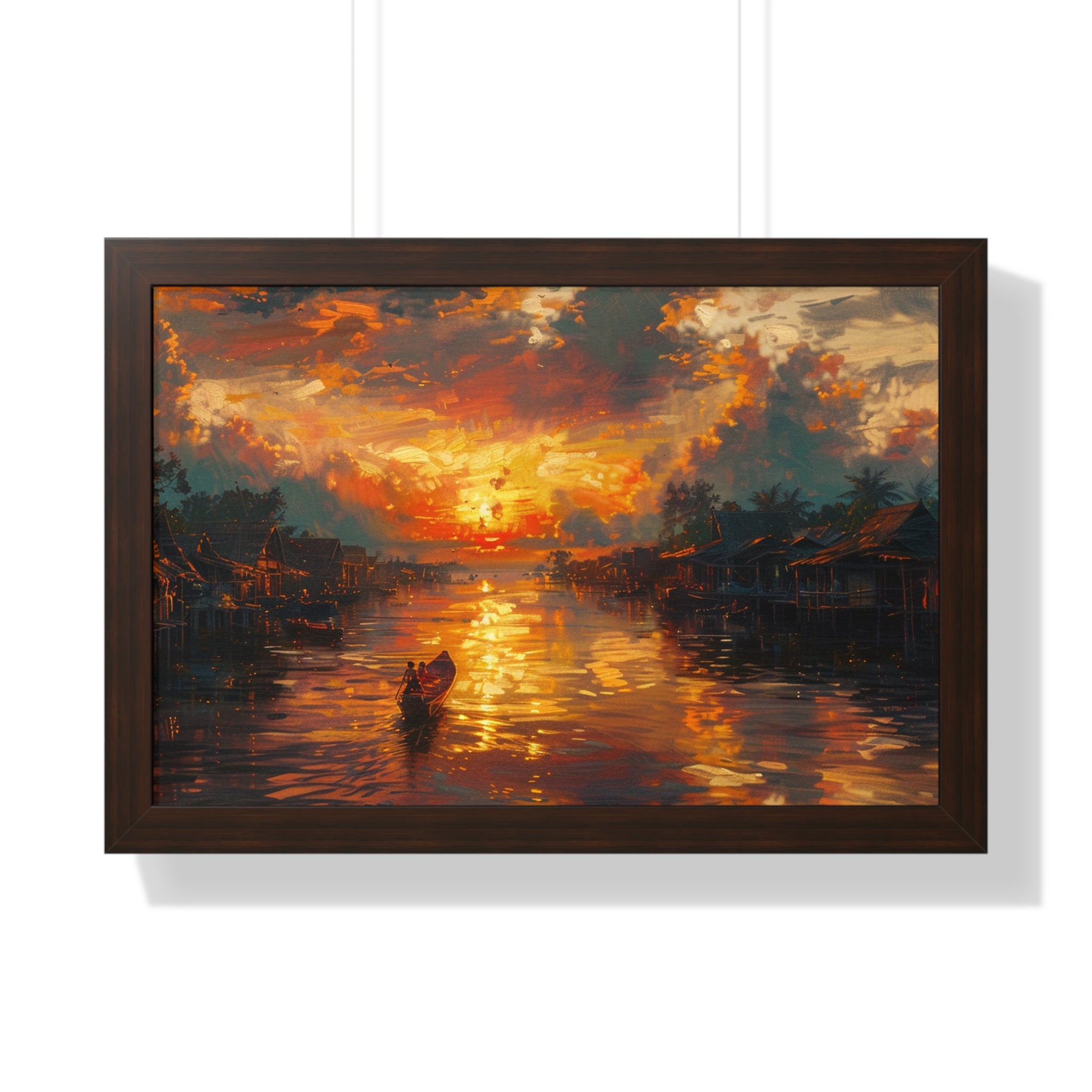 Sunset on Floating Village Framed Poster