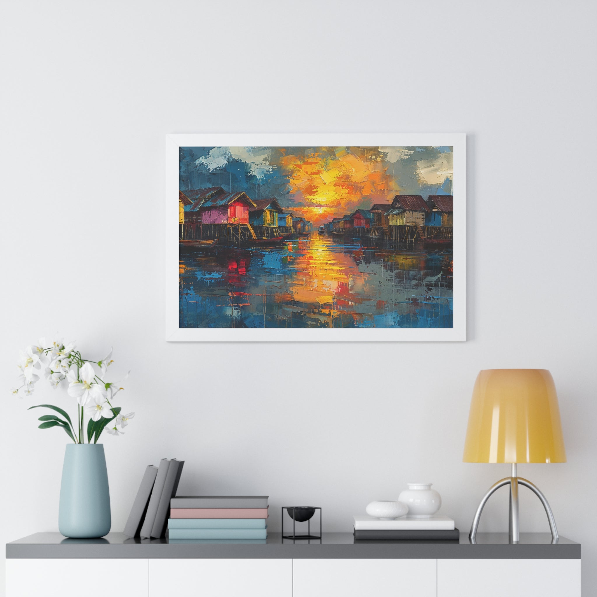 Floating Village Radiance Framed Poster