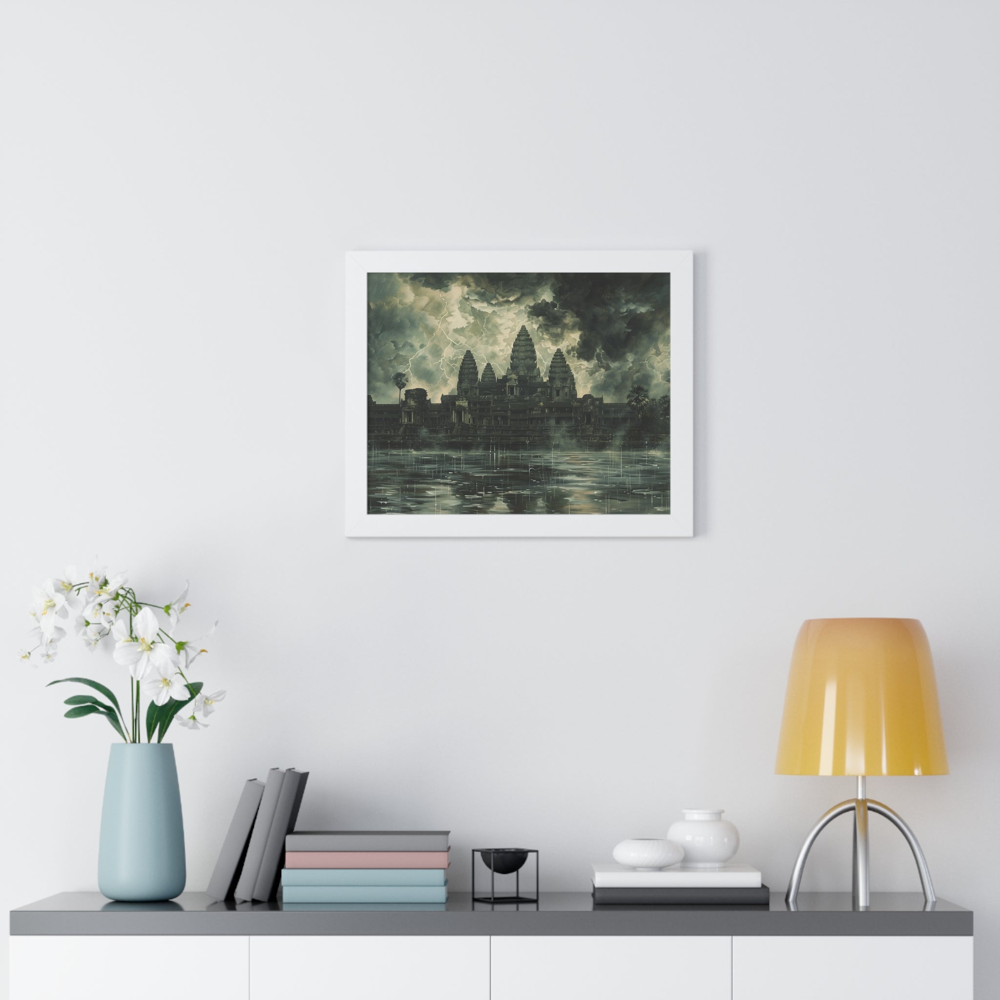 Stormy Majesty at Angkor Wat Framed Poster