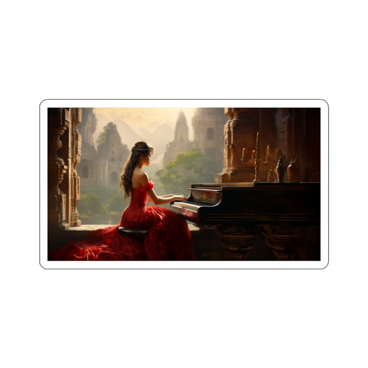 Melodic Reverie: Lady in Red Sticker