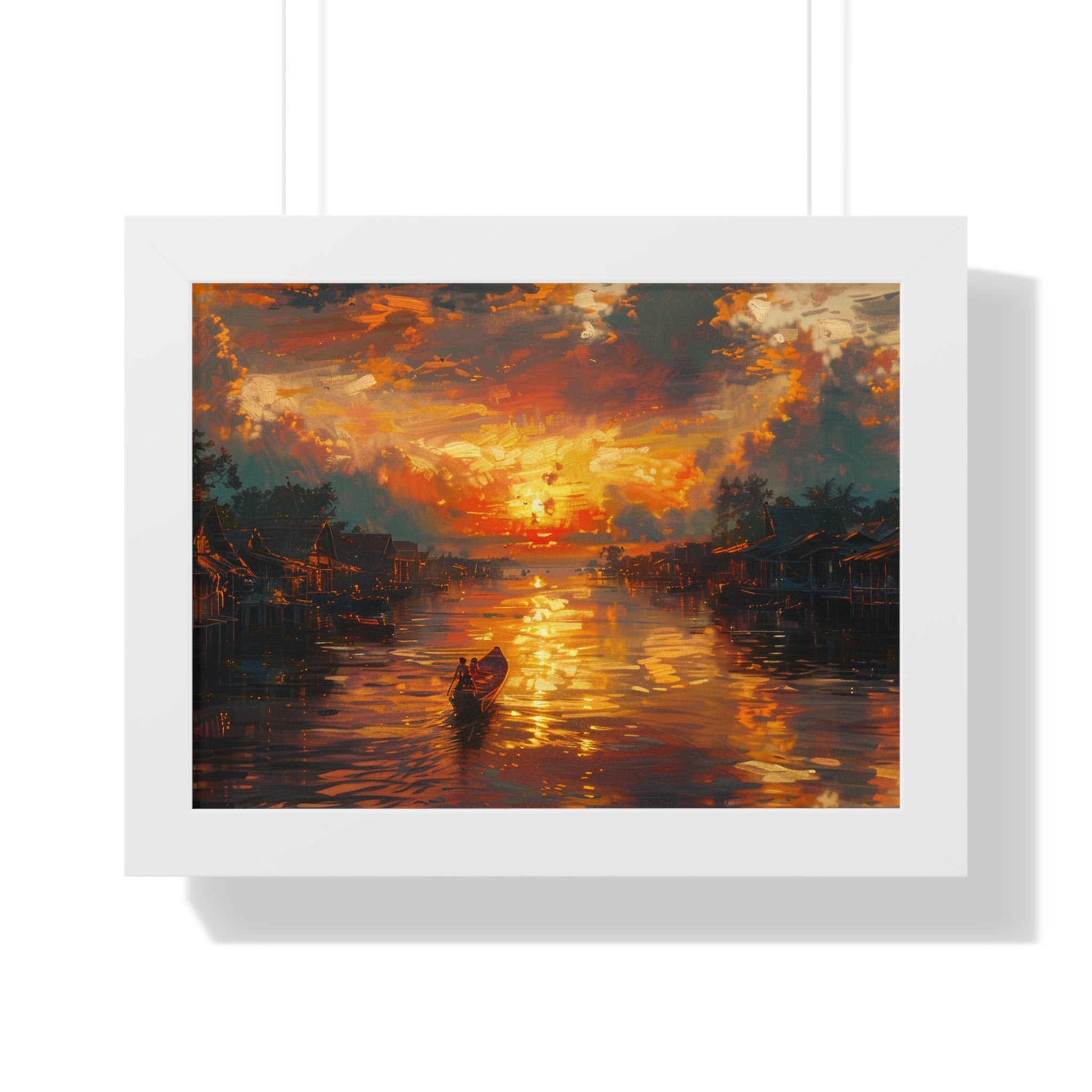 Sunset on Floating Village Framed Poster