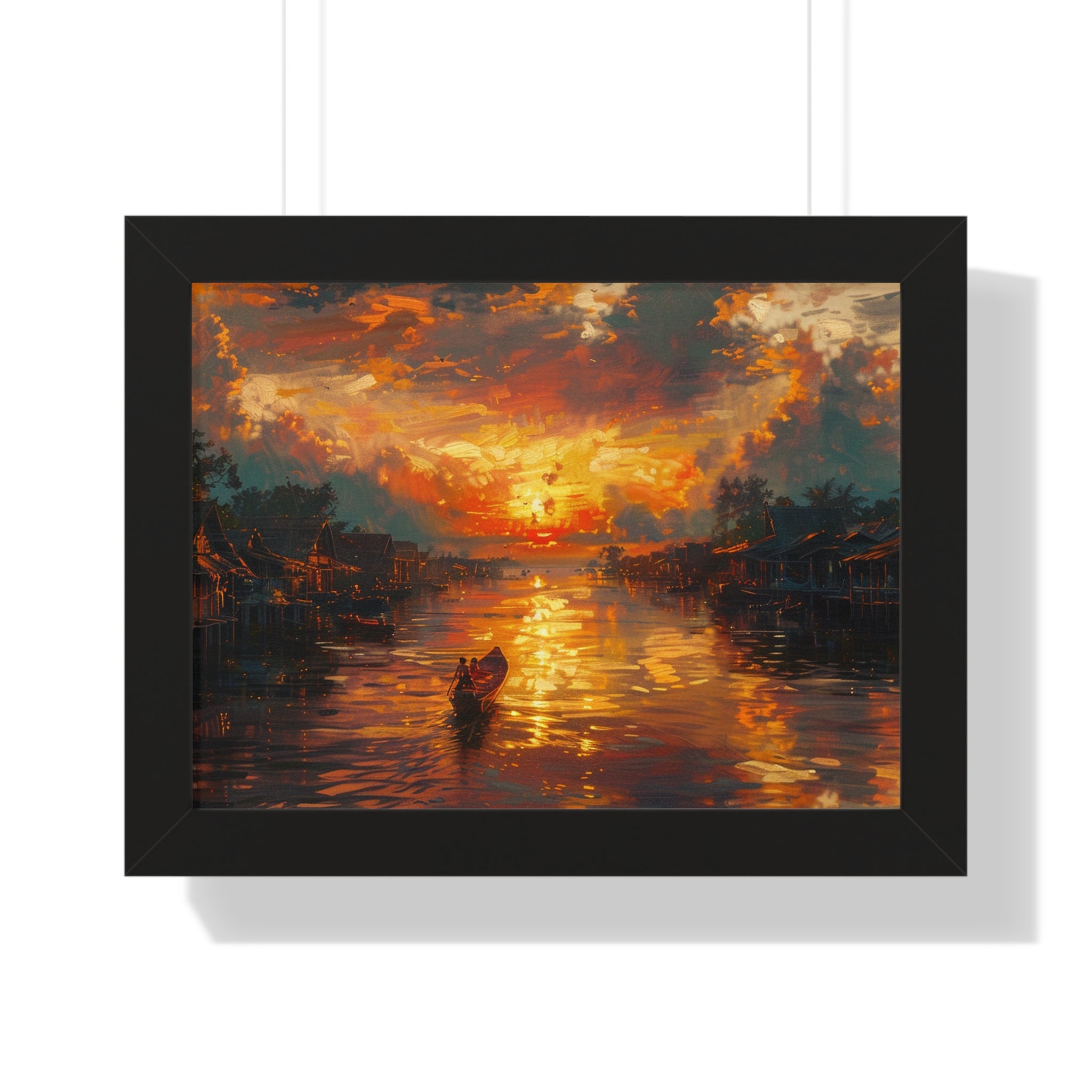 Sunset on Floating Village Framed Poster