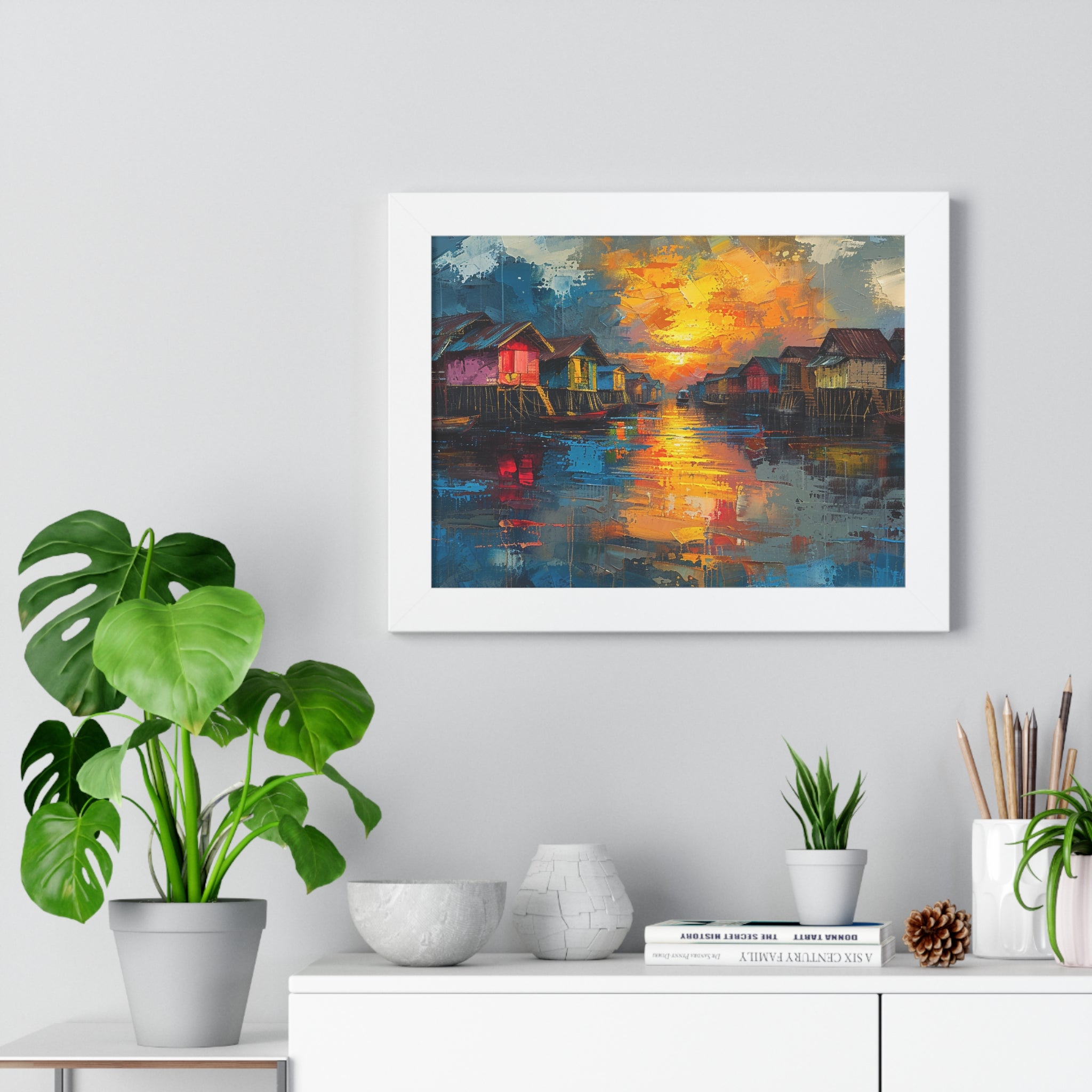 Floating Village Radiance Framed Poster