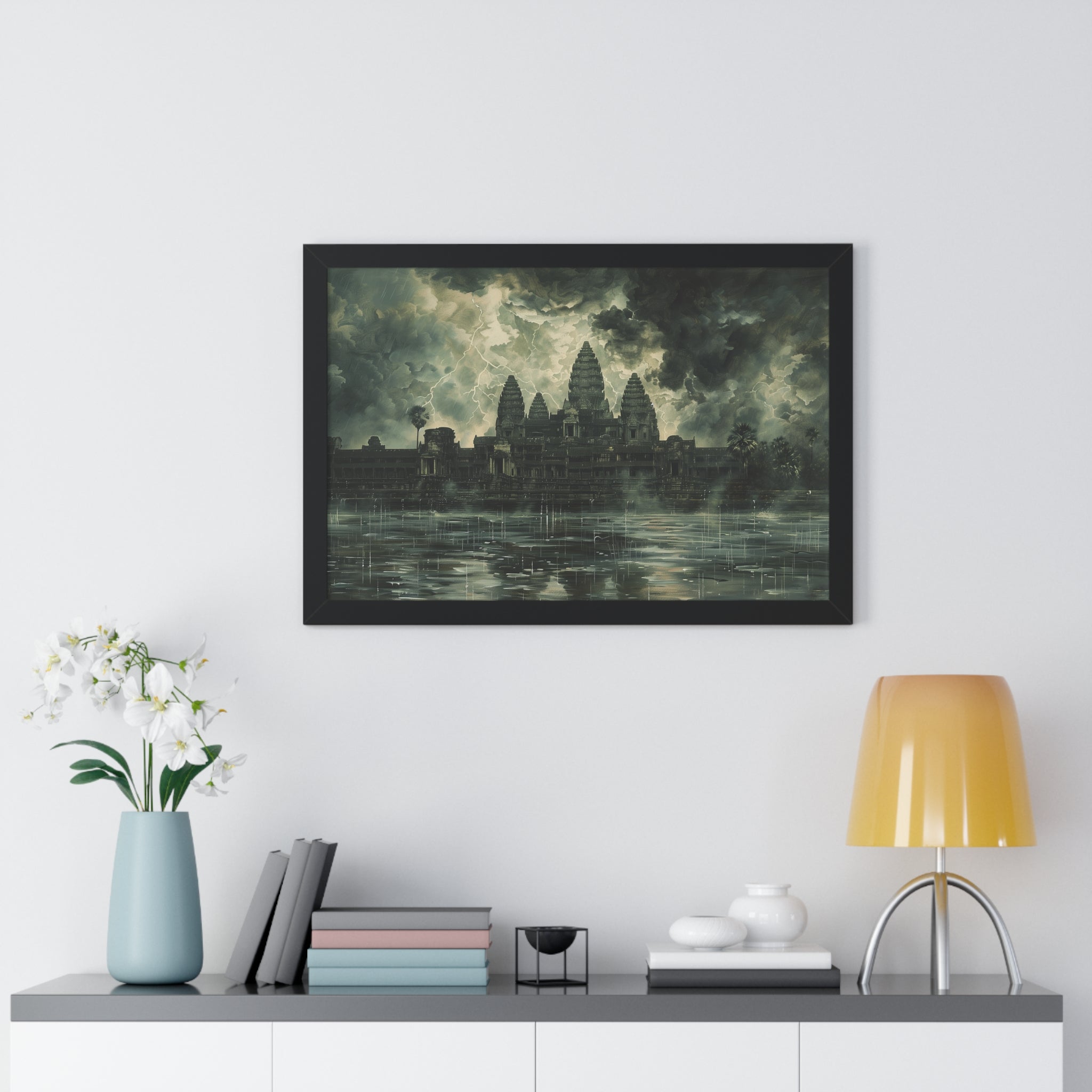 Stormy Majesty at Angkor Wat Framed Poster