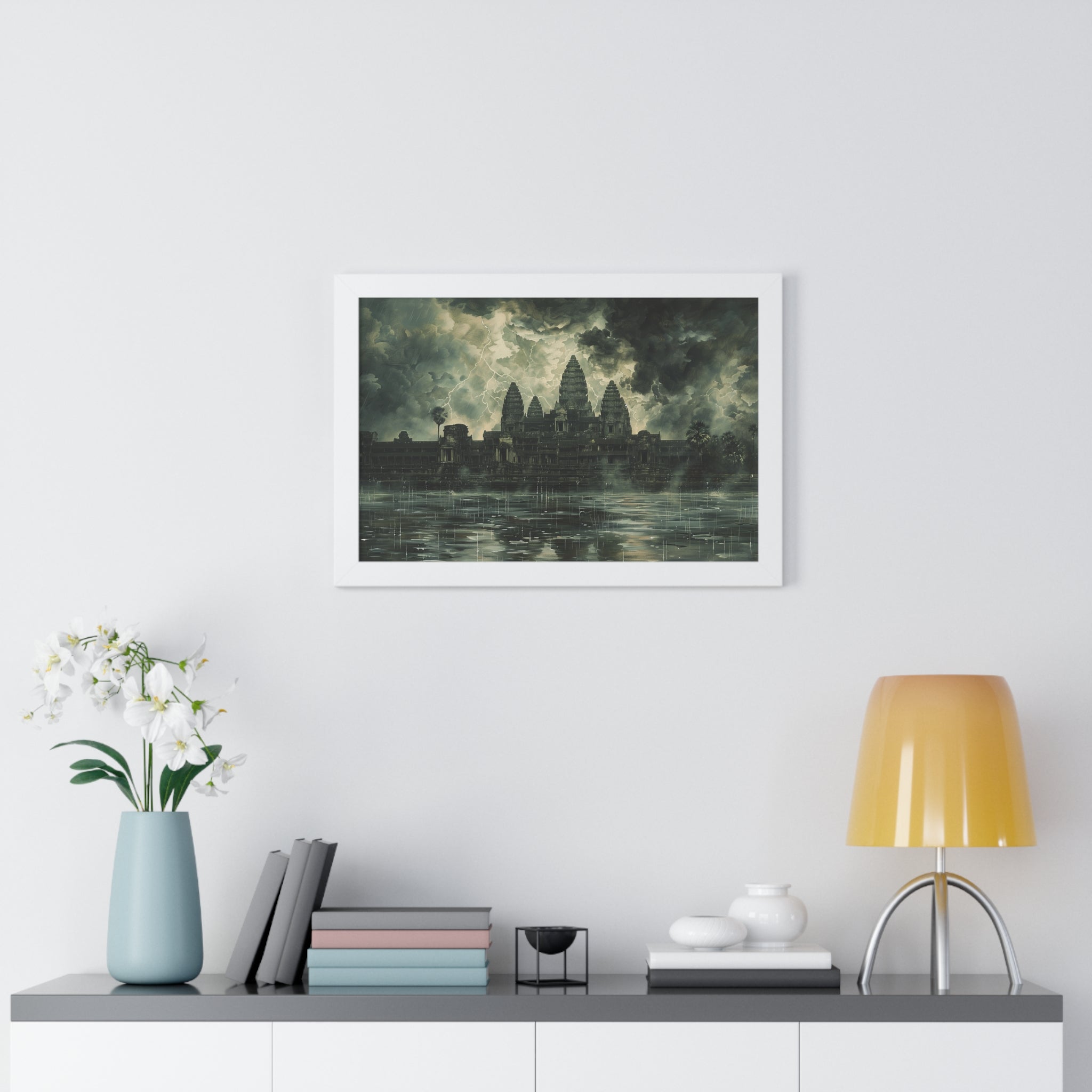 Stormy Majesty at Angkor Wat Framed Poster