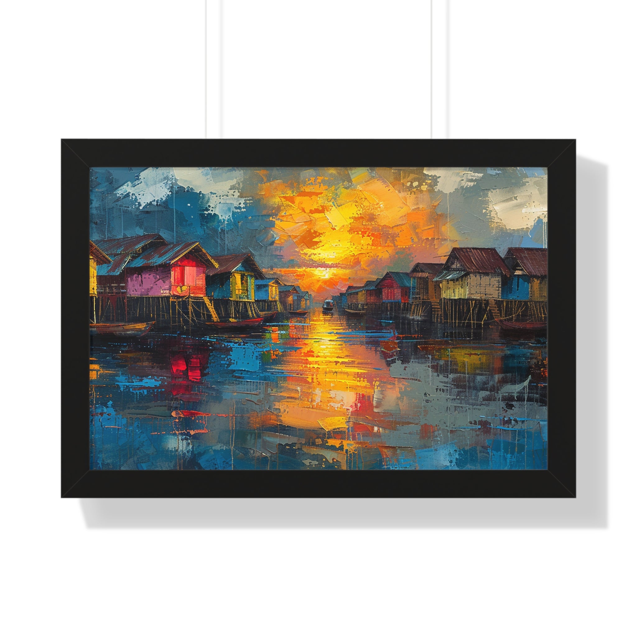 Floating Village Radiance Framed Poster