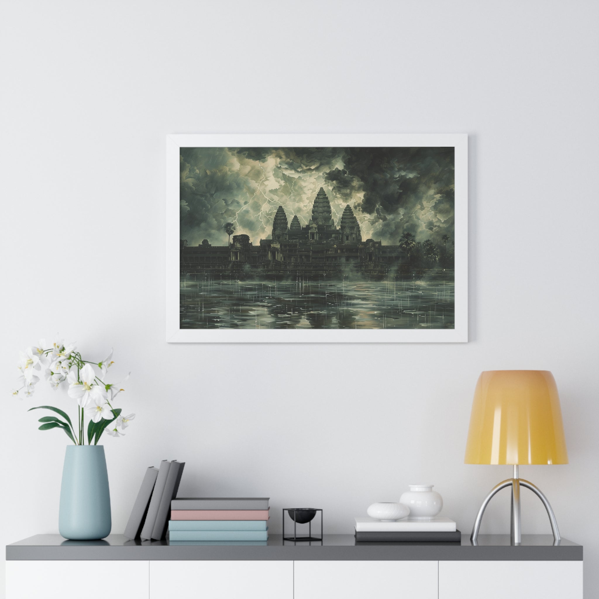 Stormy Majesty at Angkor Wat Framed Poster