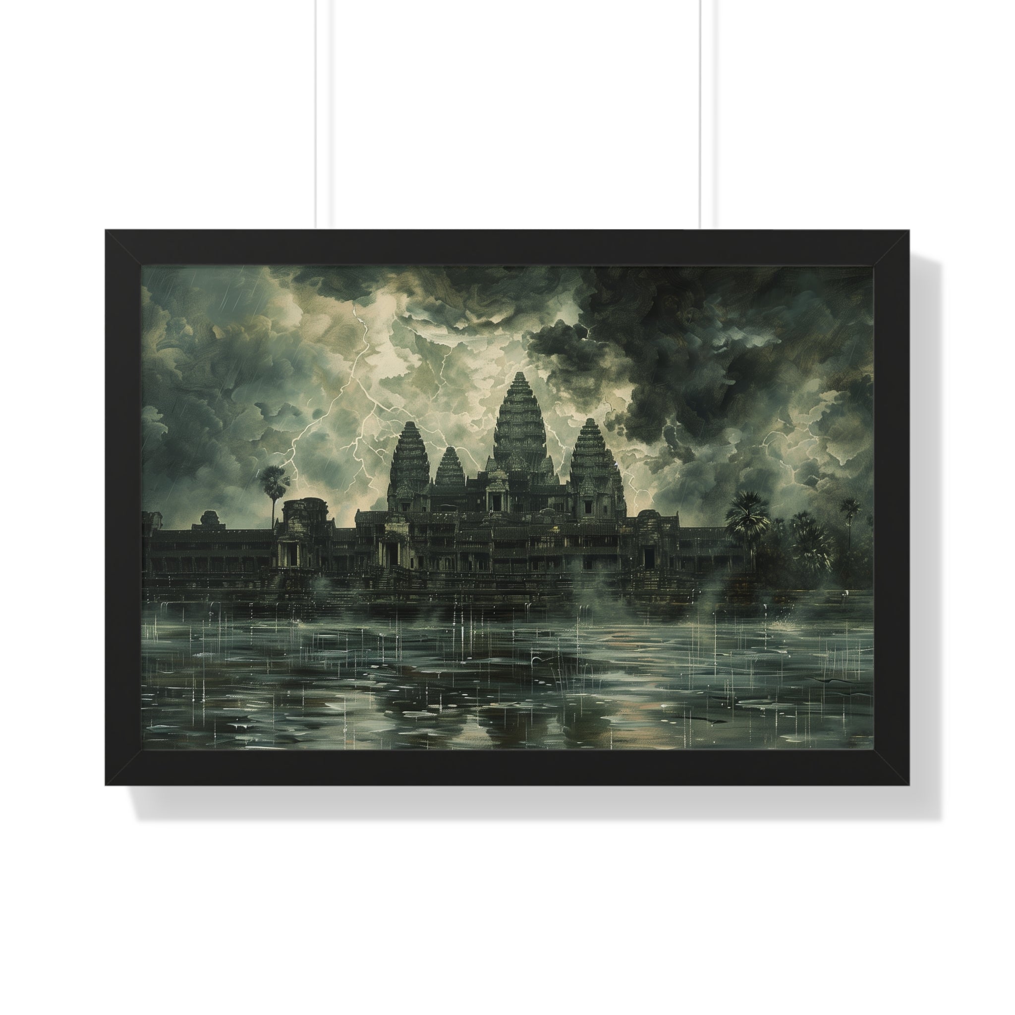 Stormy Majesty at Angkor Wat Framed Poster