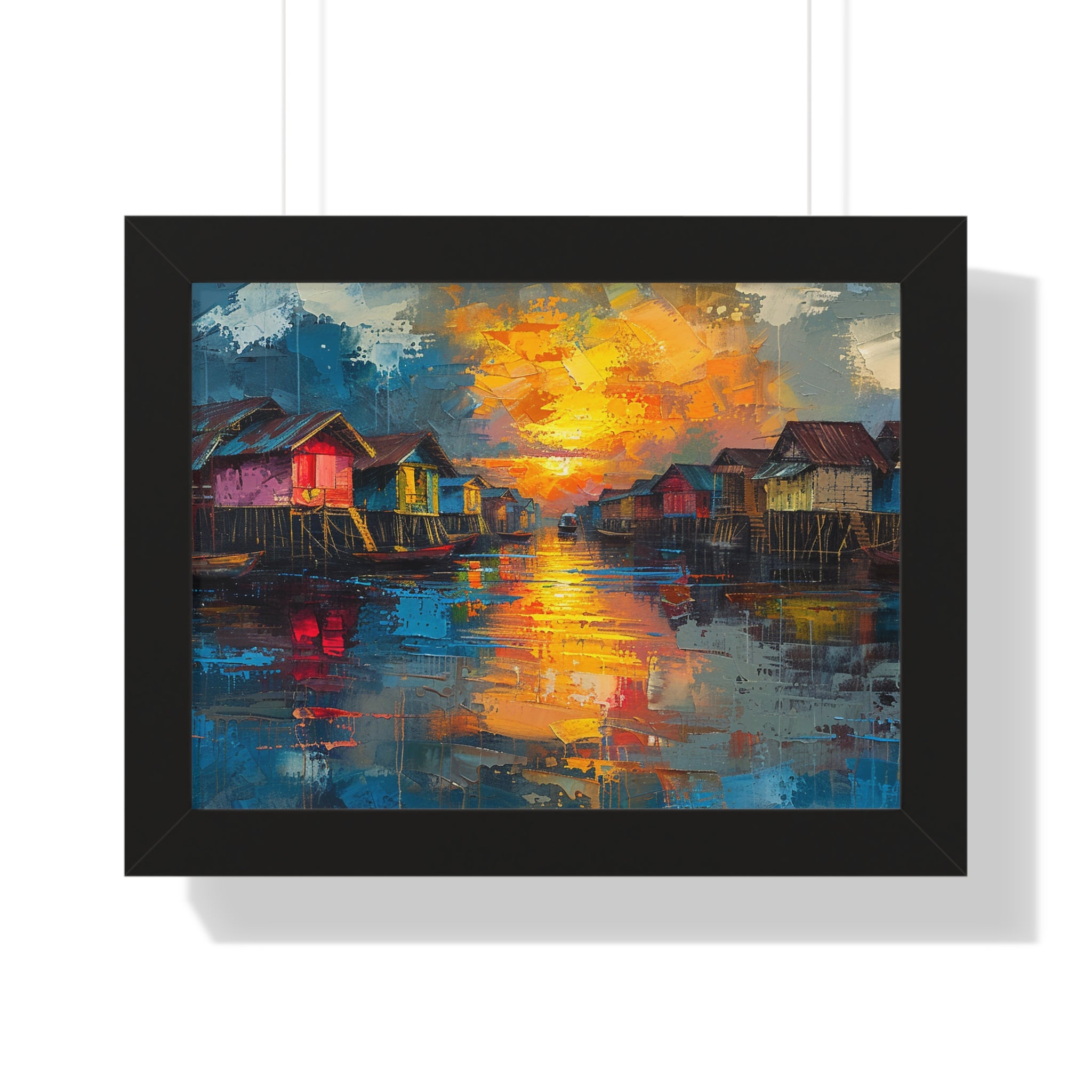 Floating Village Radiance Framed Poster