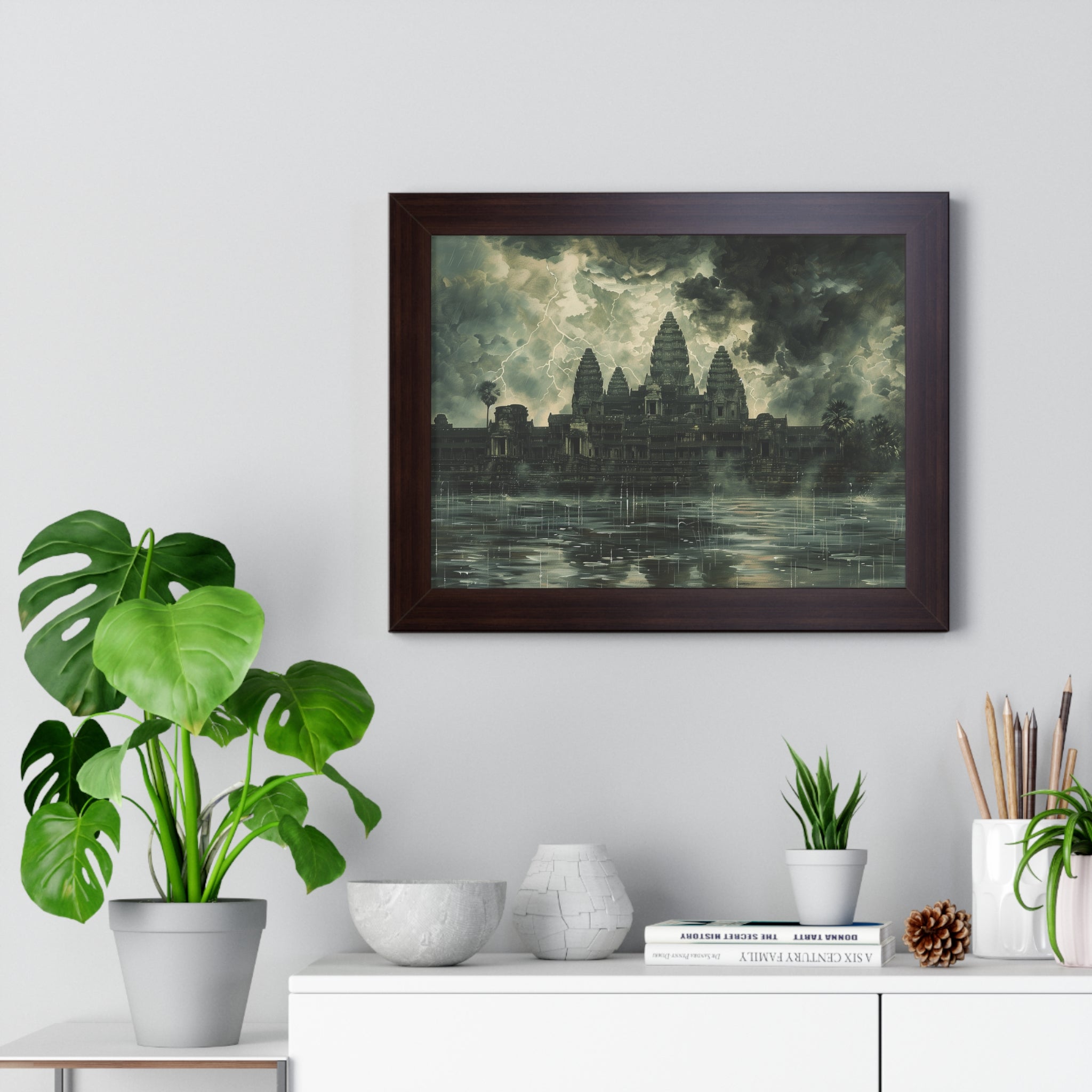 Stormy Majesty at Angkor Wat Framed Poster