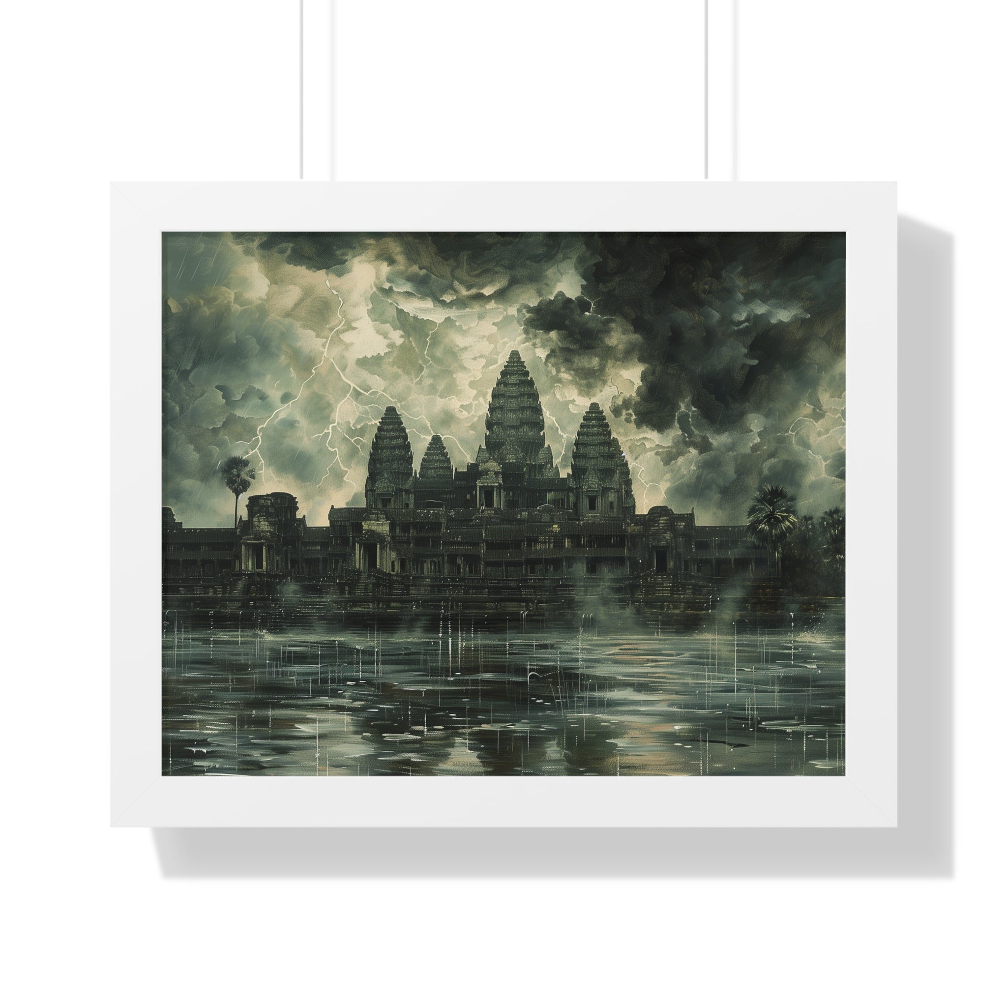 Stormy Majesty at Angkor Wat Framed Poster