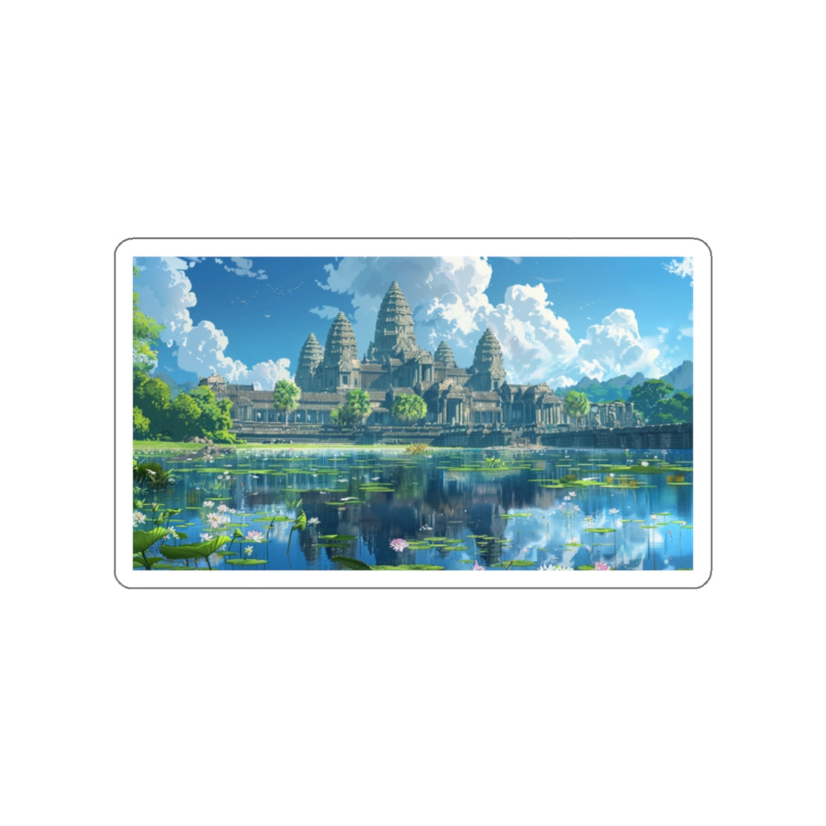 Daytime Serenity at Angkor Wat Sticker (Premium)