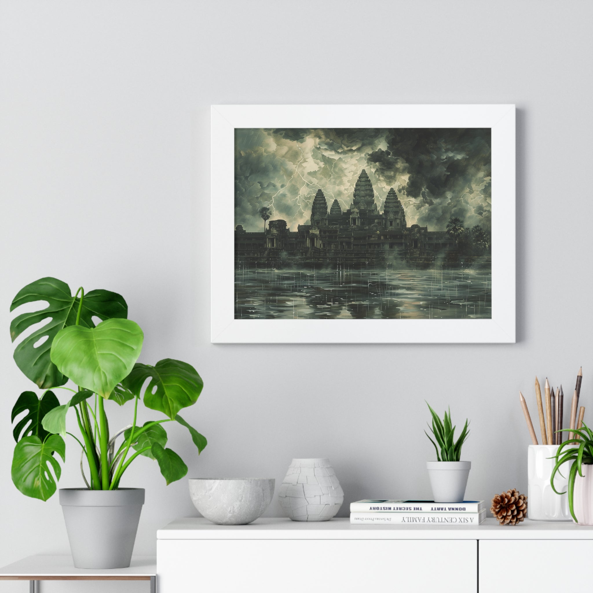 Stormy Majesty at Angkor Wat Framed Poster